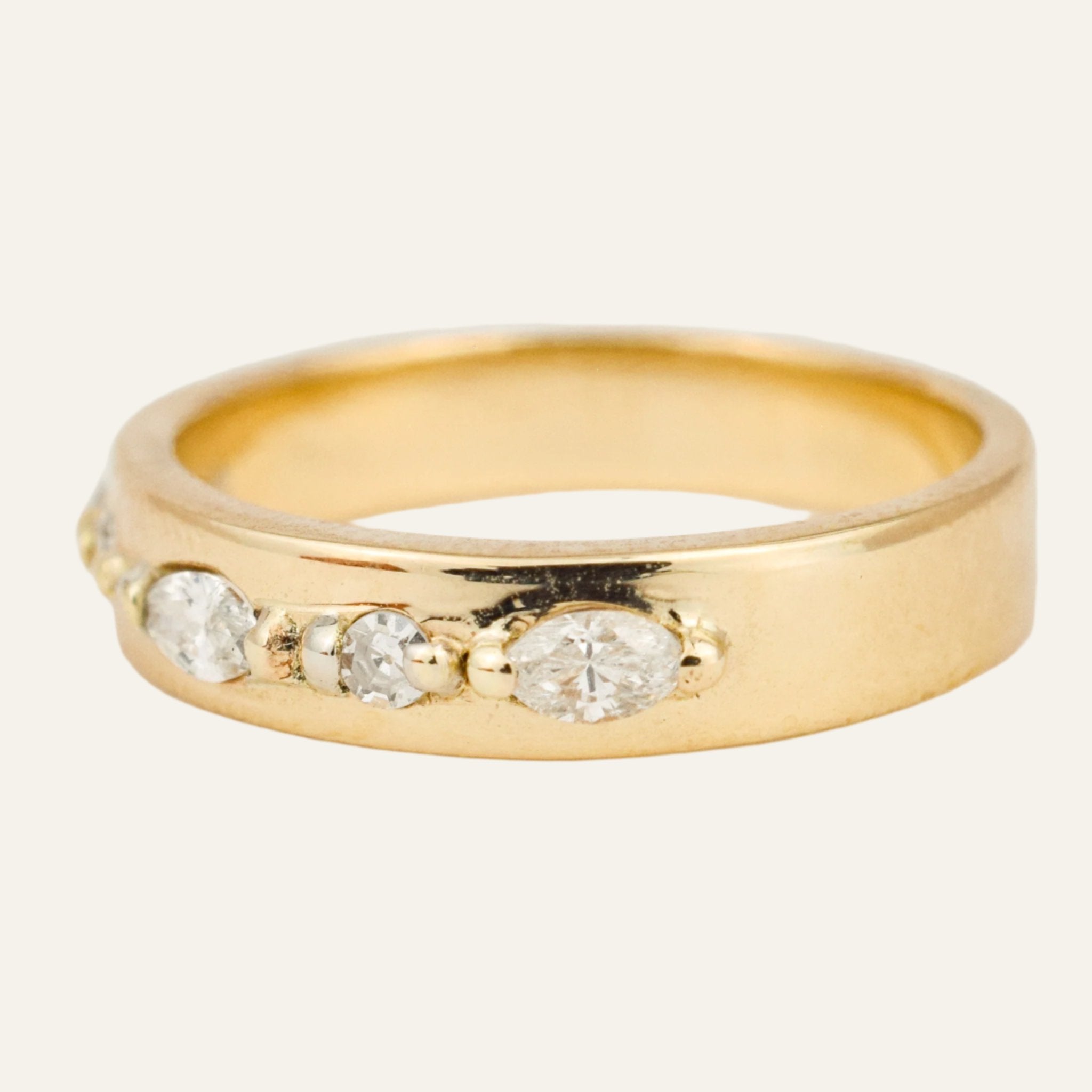 Gold Band with Mixed Diamonds