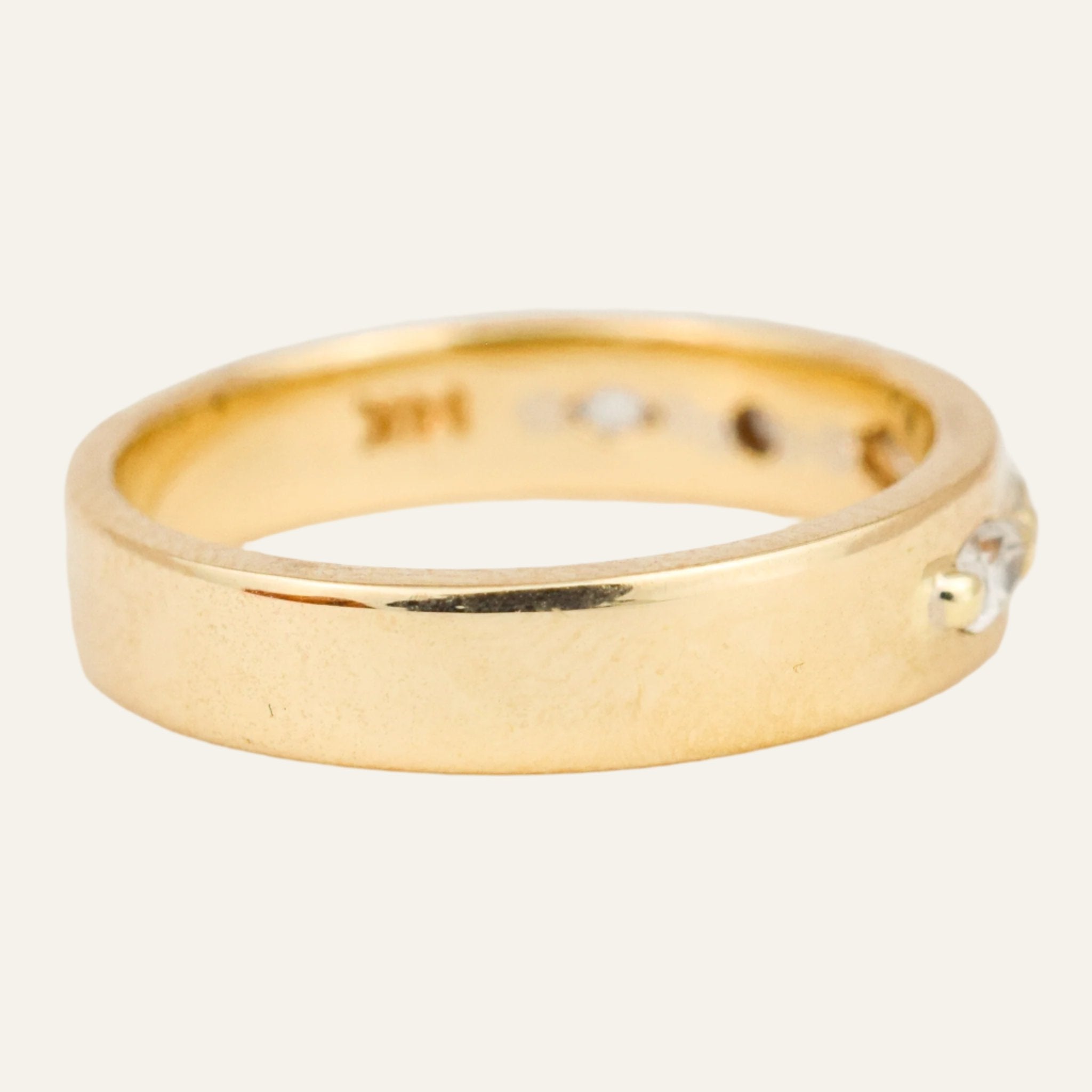 Gold Band with Mixed Diamonds