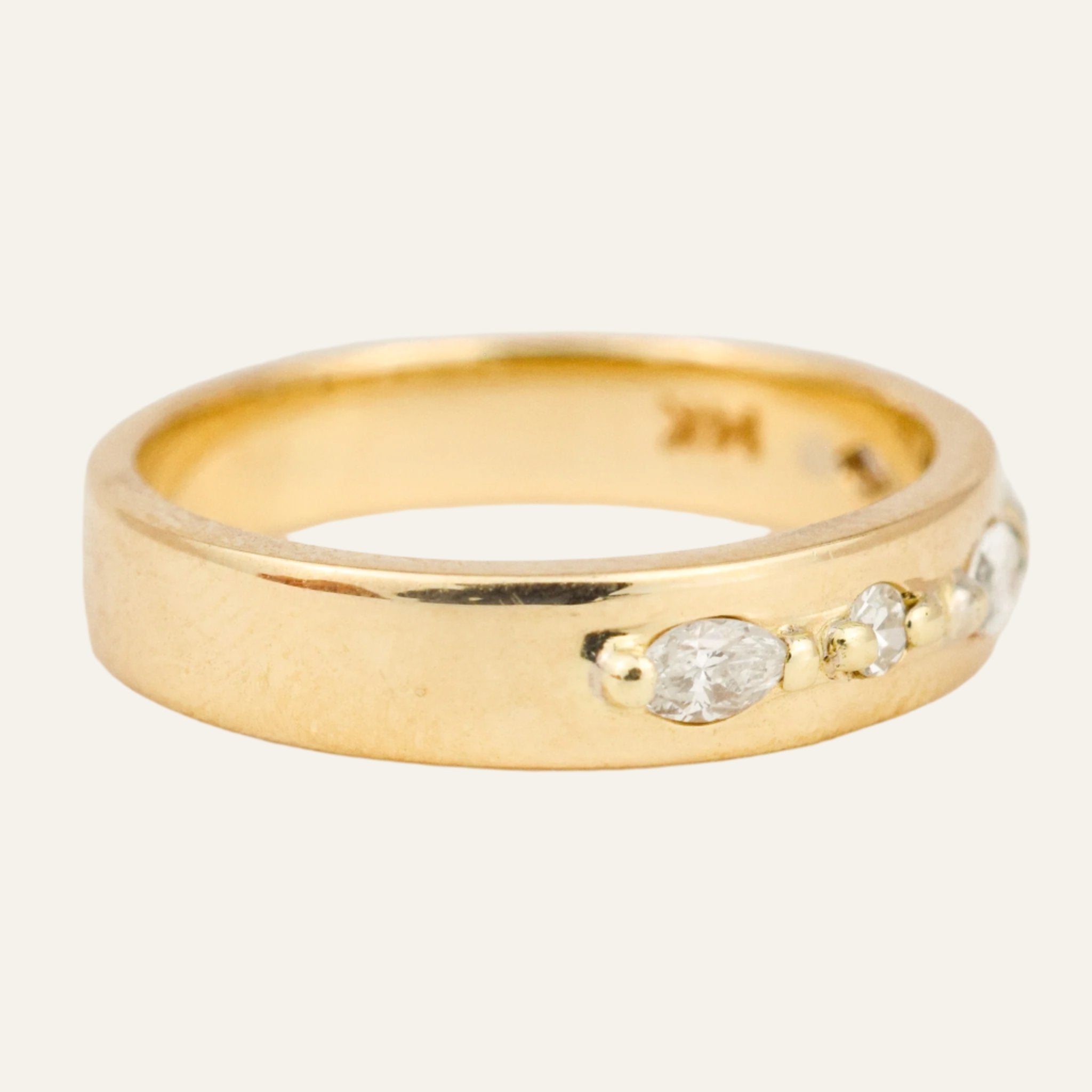 Gold Band with Mixed Diamonds