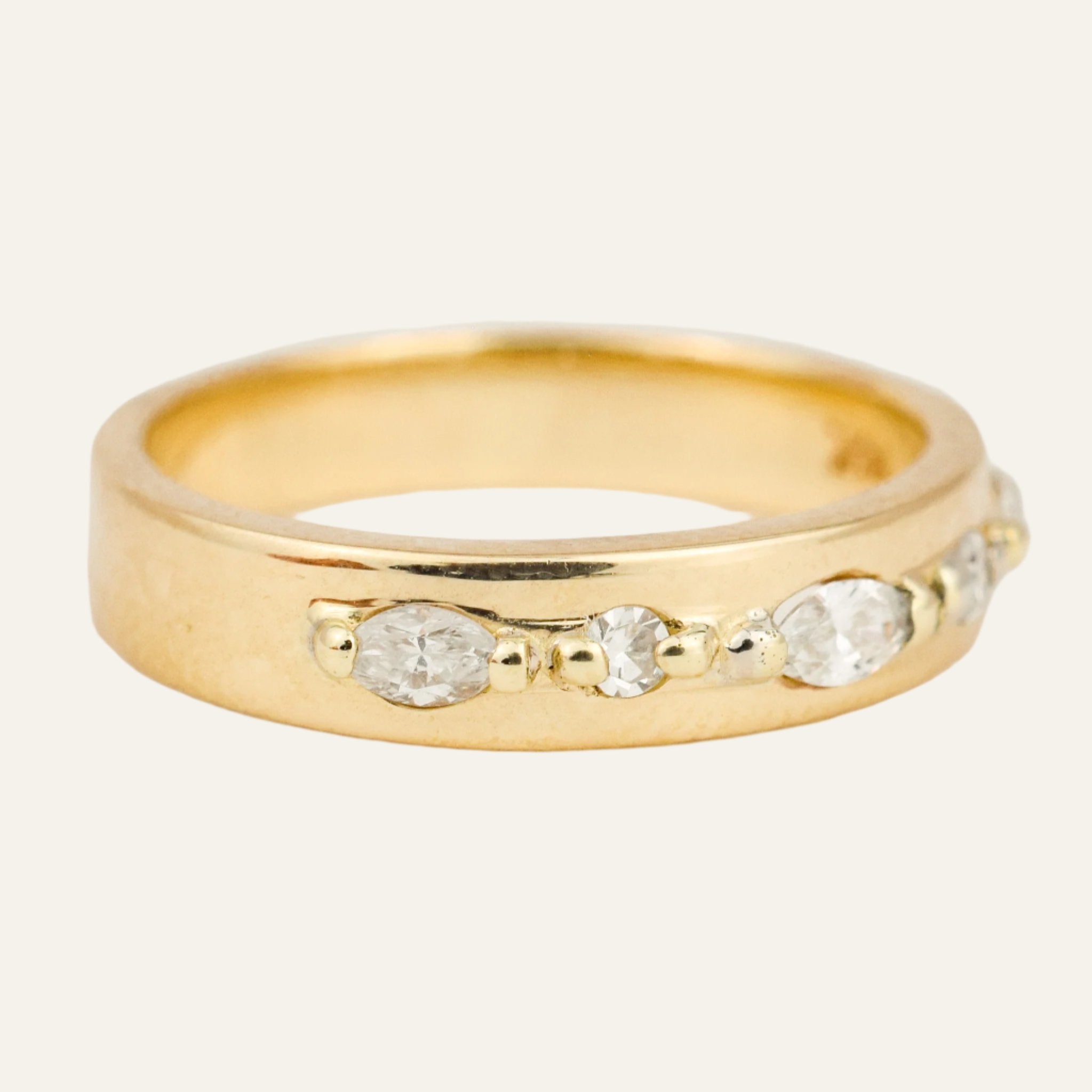 Gold Band with Mixed Diamonds