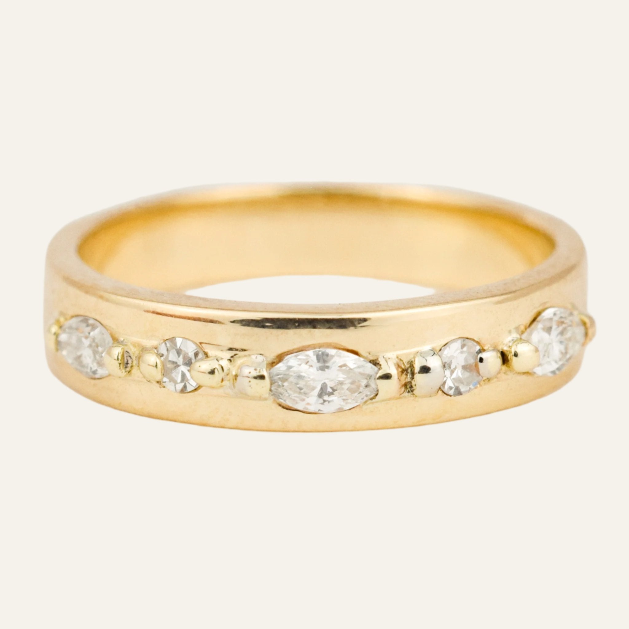 Gold Band with Mixed Diamonds