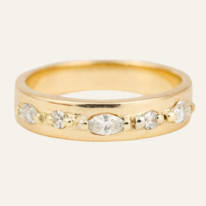 Gold Band with Mixed Diamonds