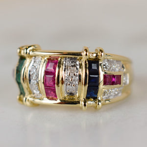 Ruby, Diamond, and Emerald Ring