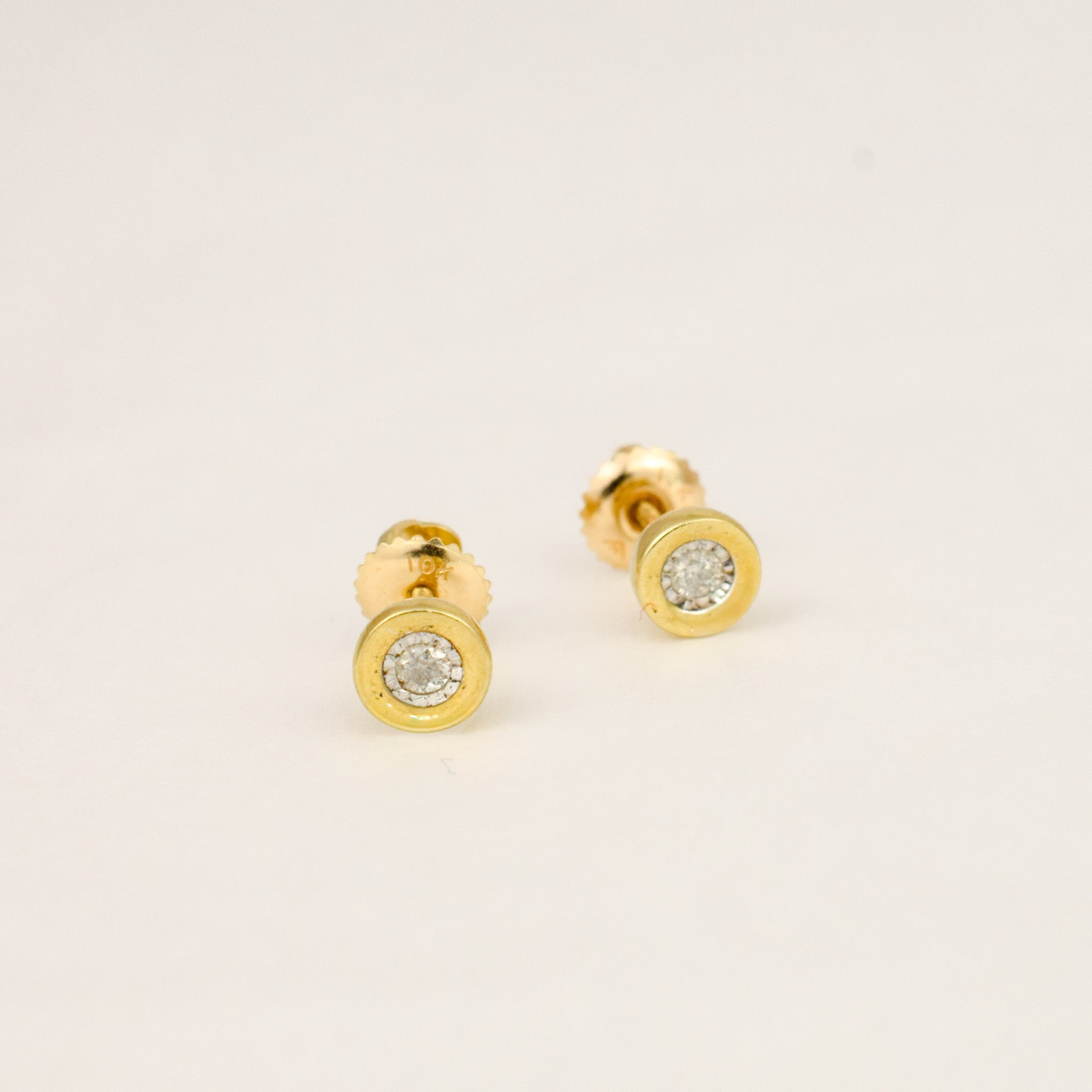 Bezel Set Diamond Screw back Studs