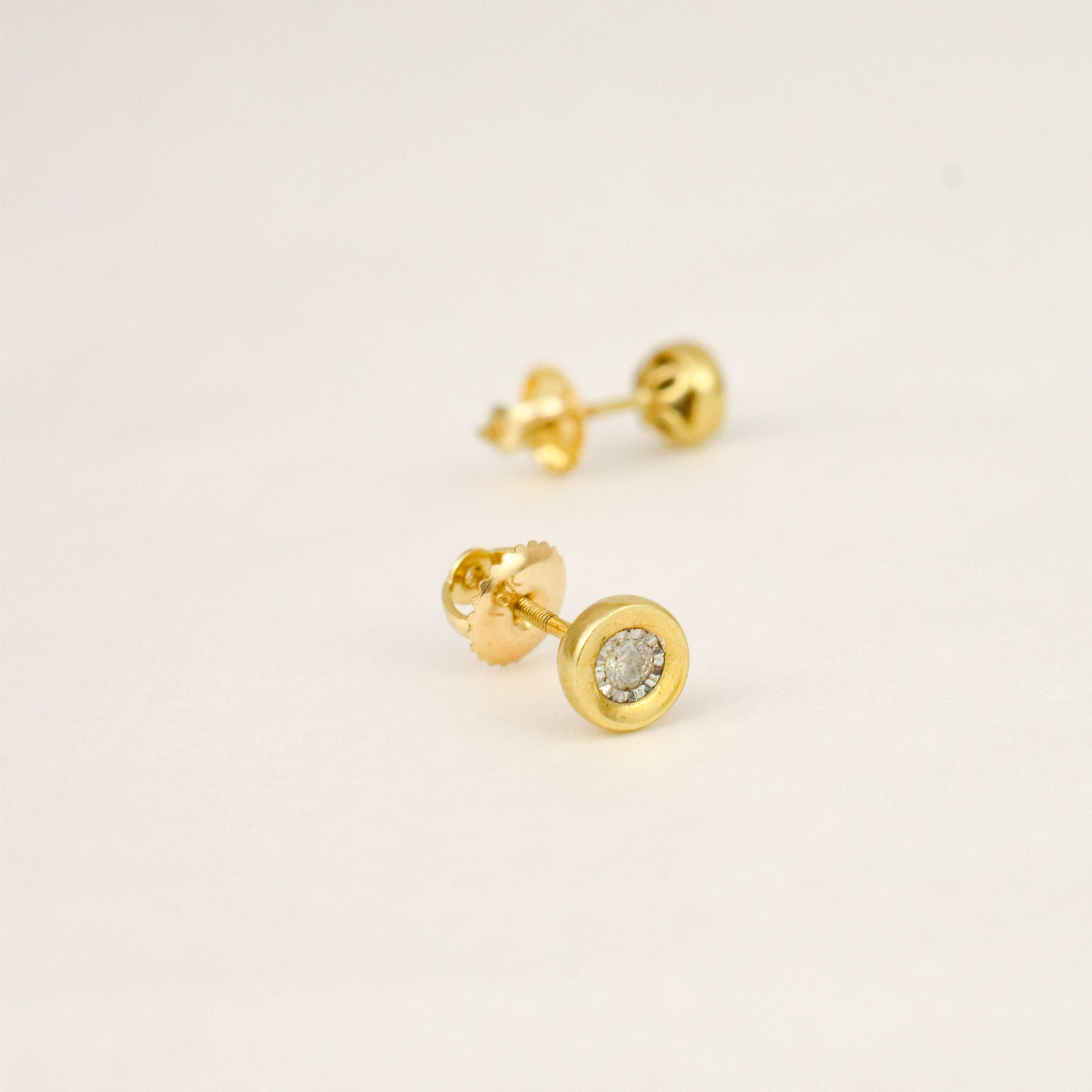 Bezel Set Diamond Screw back Studs