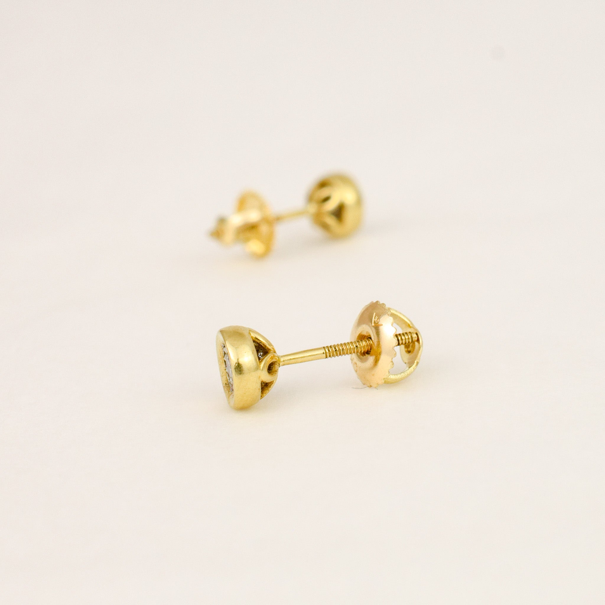 Bezel Set Diamond Screw back Studs