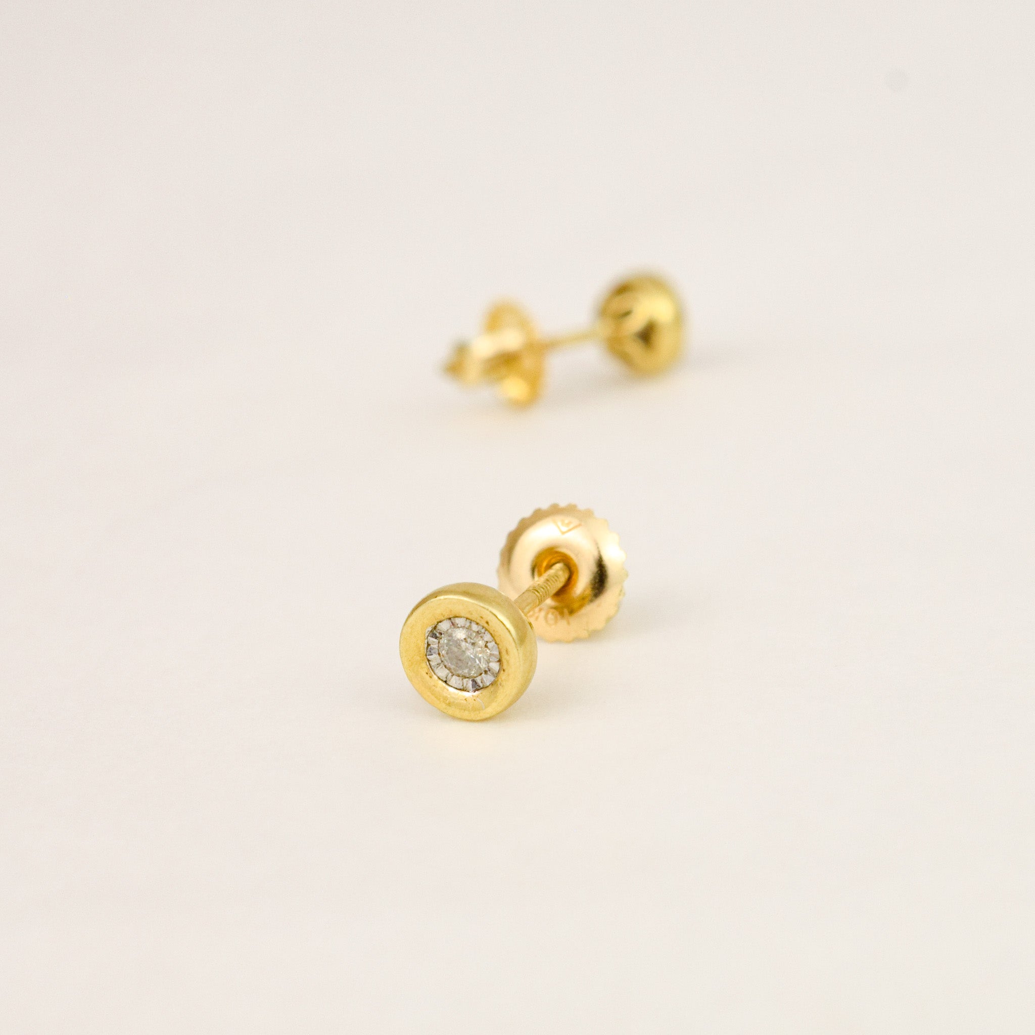 Bezel Set Diamond Screw back Studs