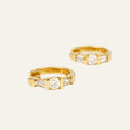 Vintage 10k yellow gold hoop earrings revived with a row of lab-grown diamonds along the front