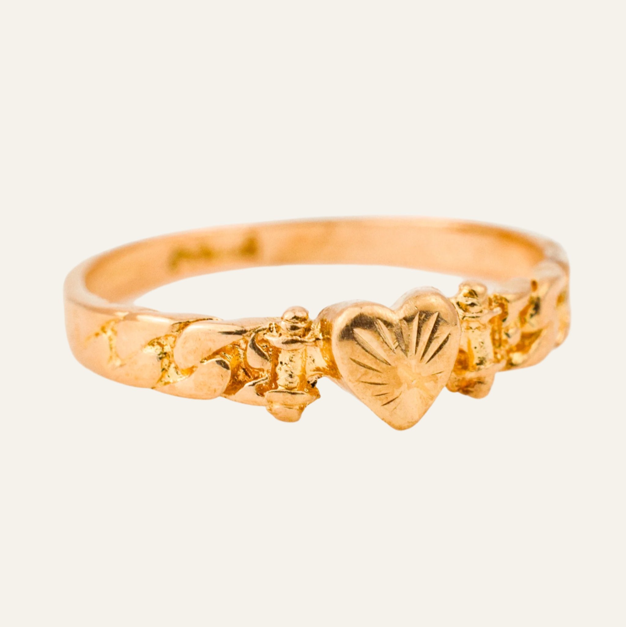 antique heart and chain ring