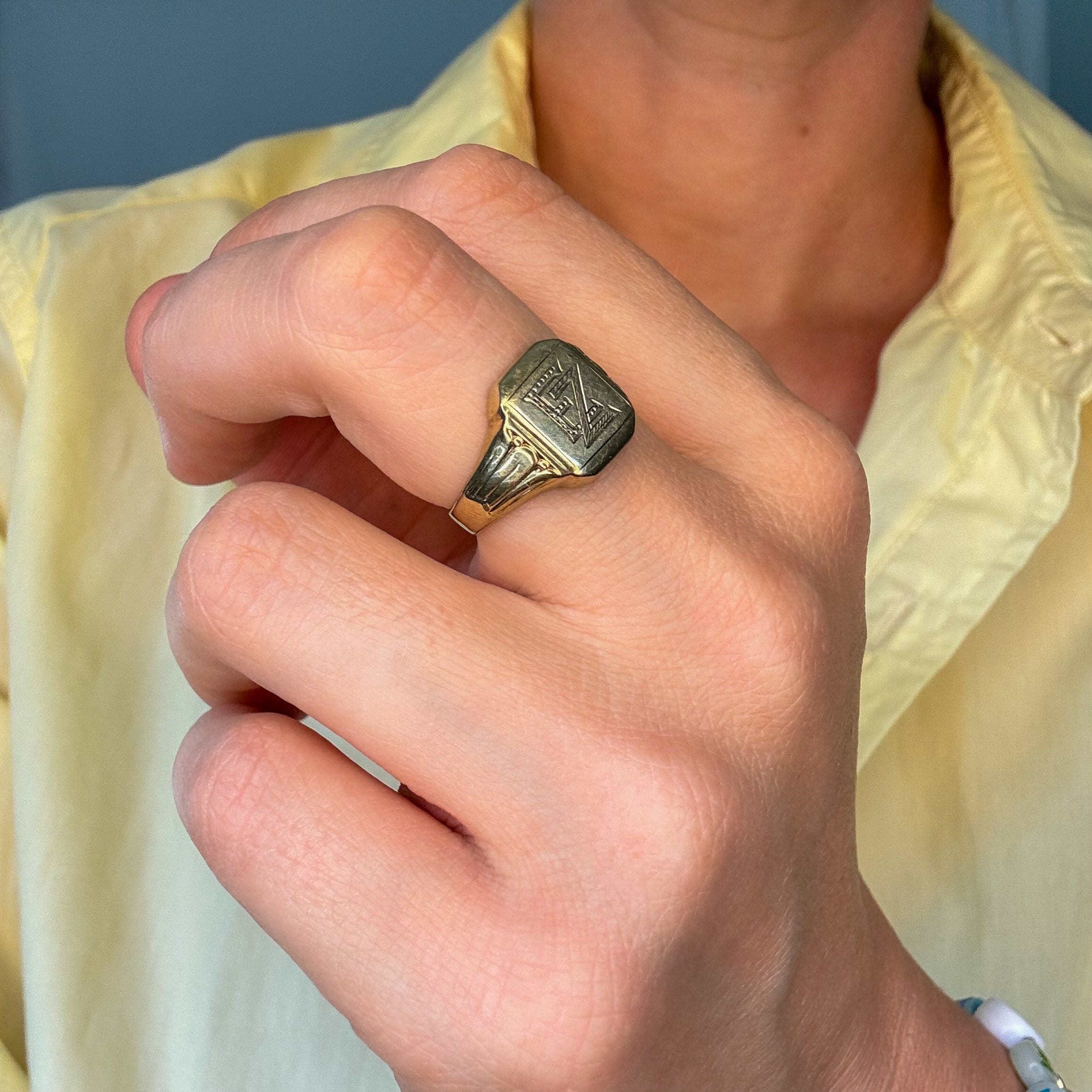 'EZ' Signet Ring