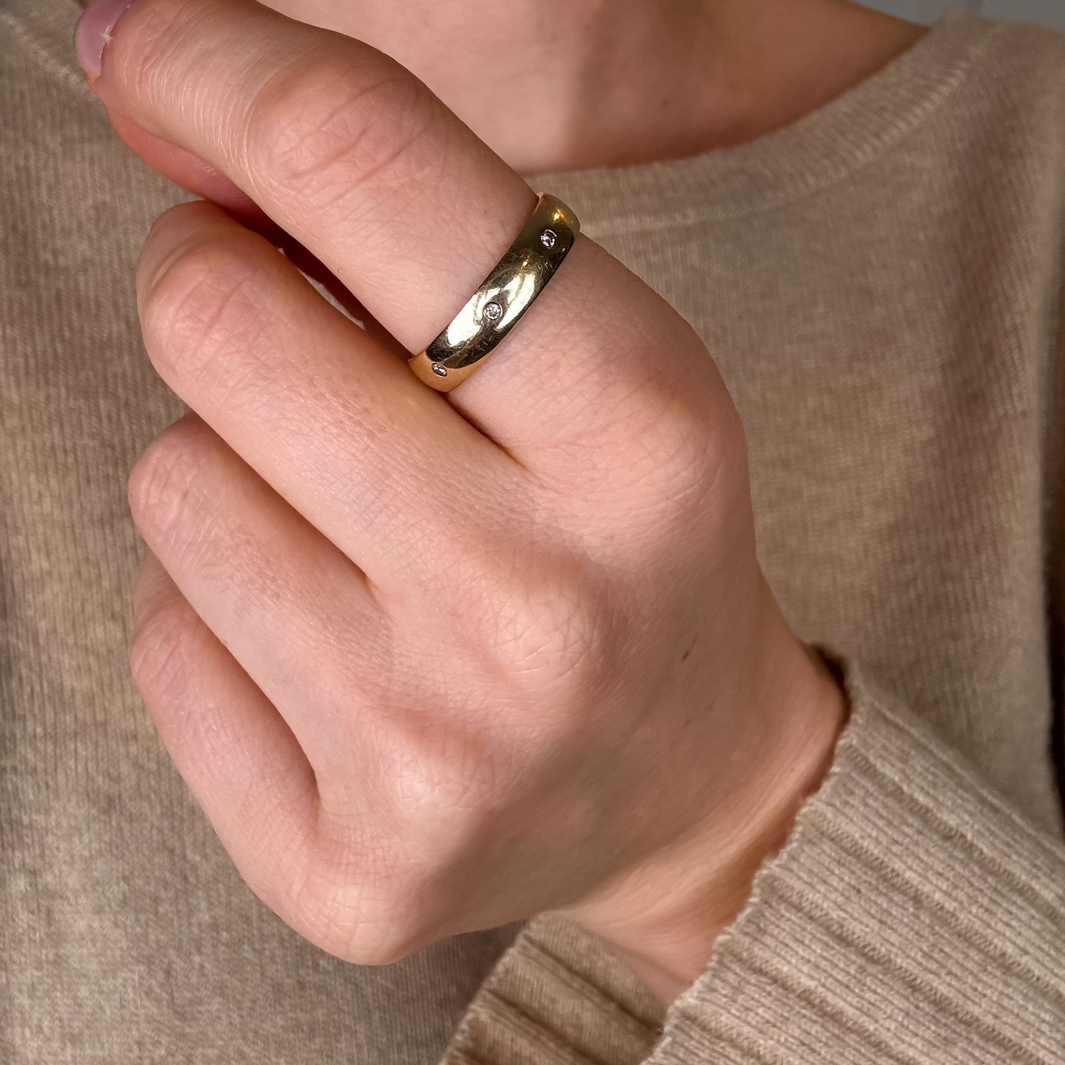 Gold Band with Diamond Accents
