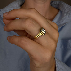 Brushed Staircase Bezel Ring