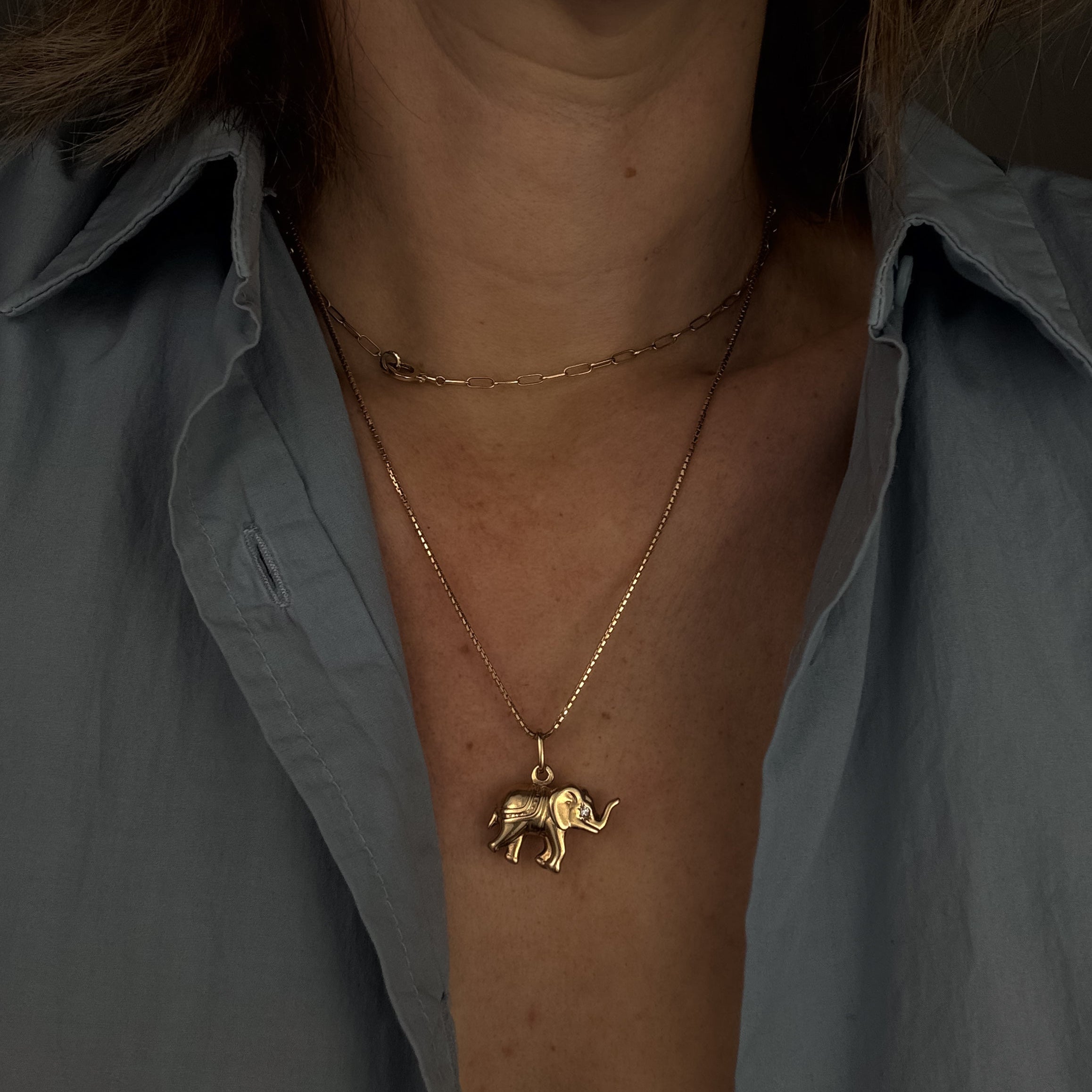 Elephant Charm with Diamond Eyes