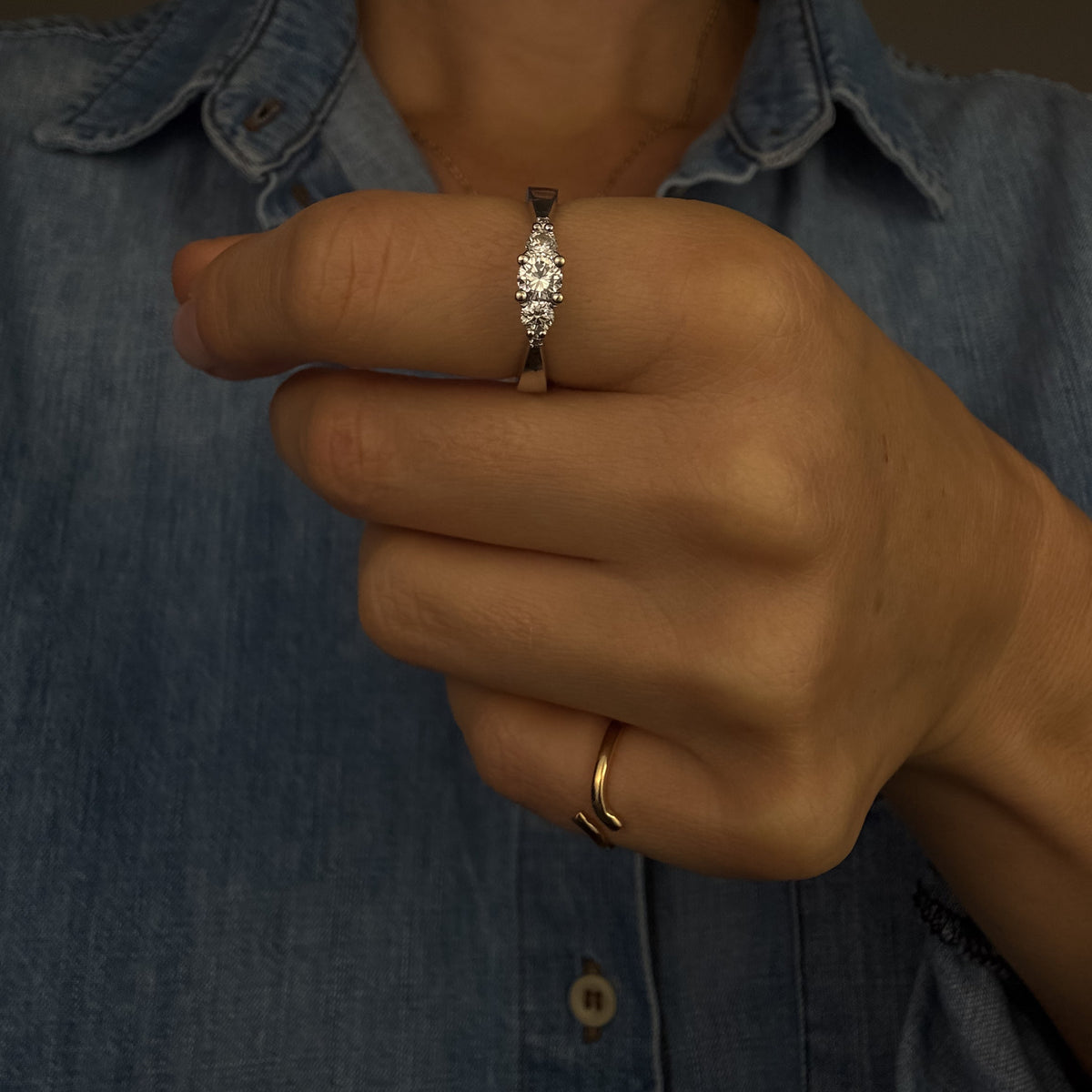 White Gold Five Stone Diamond Ring