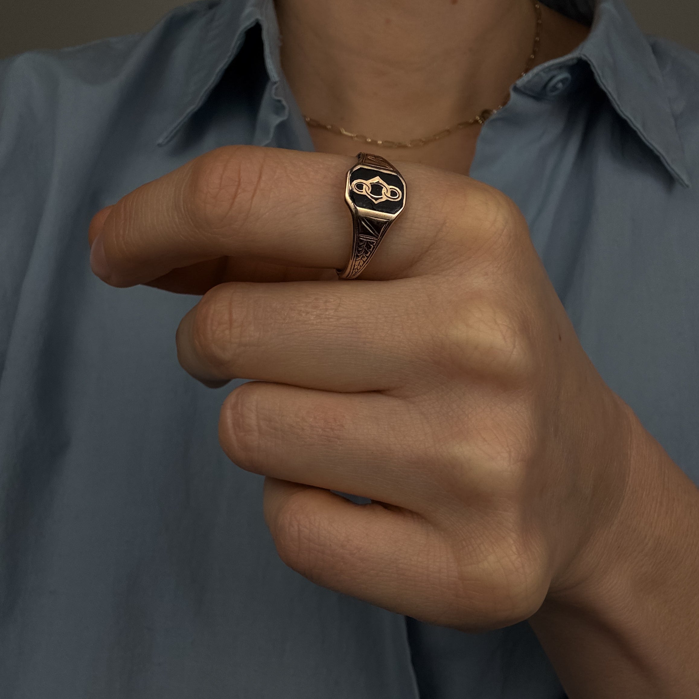 Antique Infinity Signet Ring