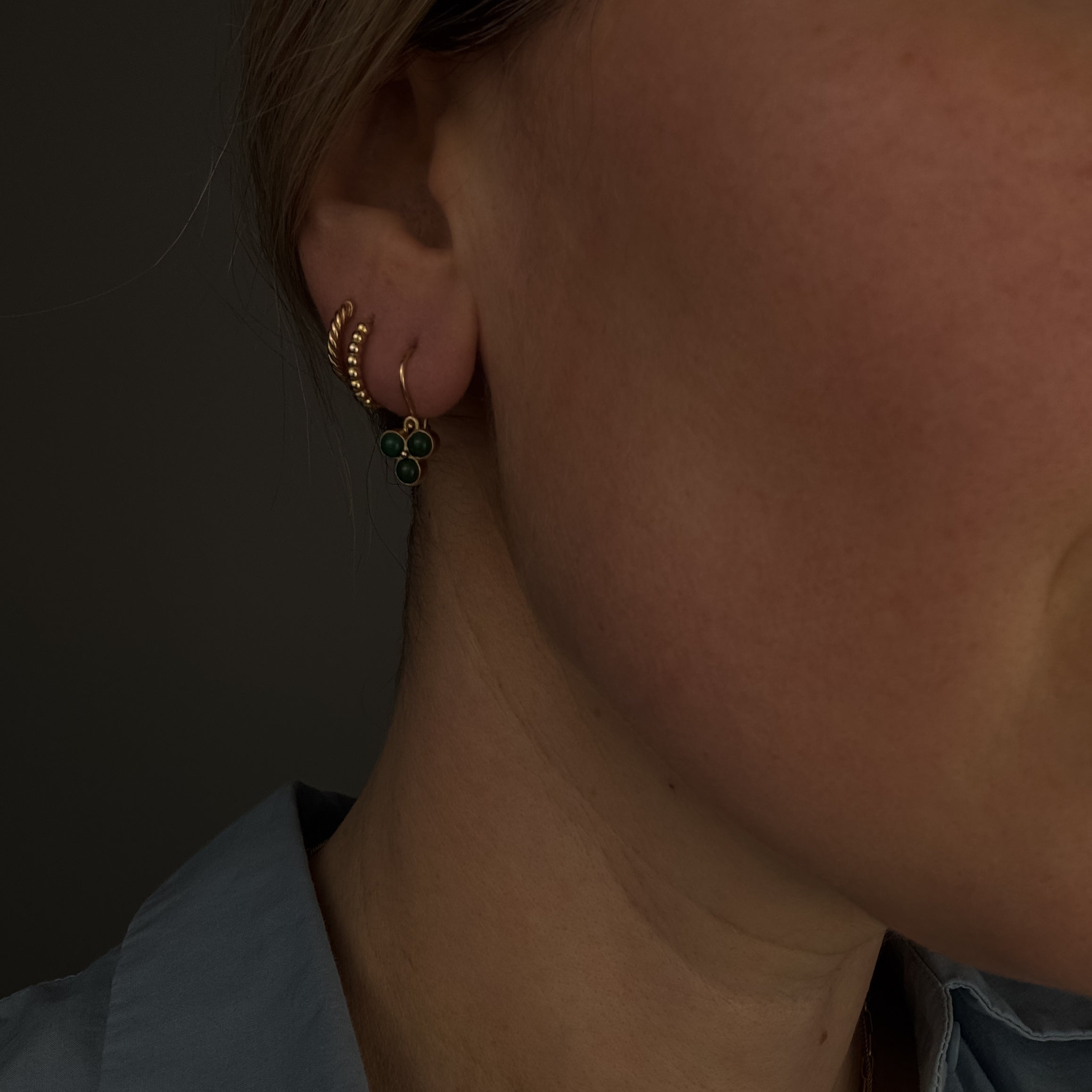 Chalcedony Drop Hoop Earrings
