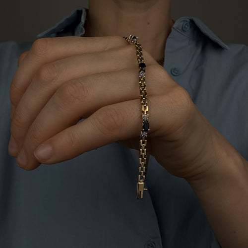 7" Sapphire and Diamond Gatelink Bracelet