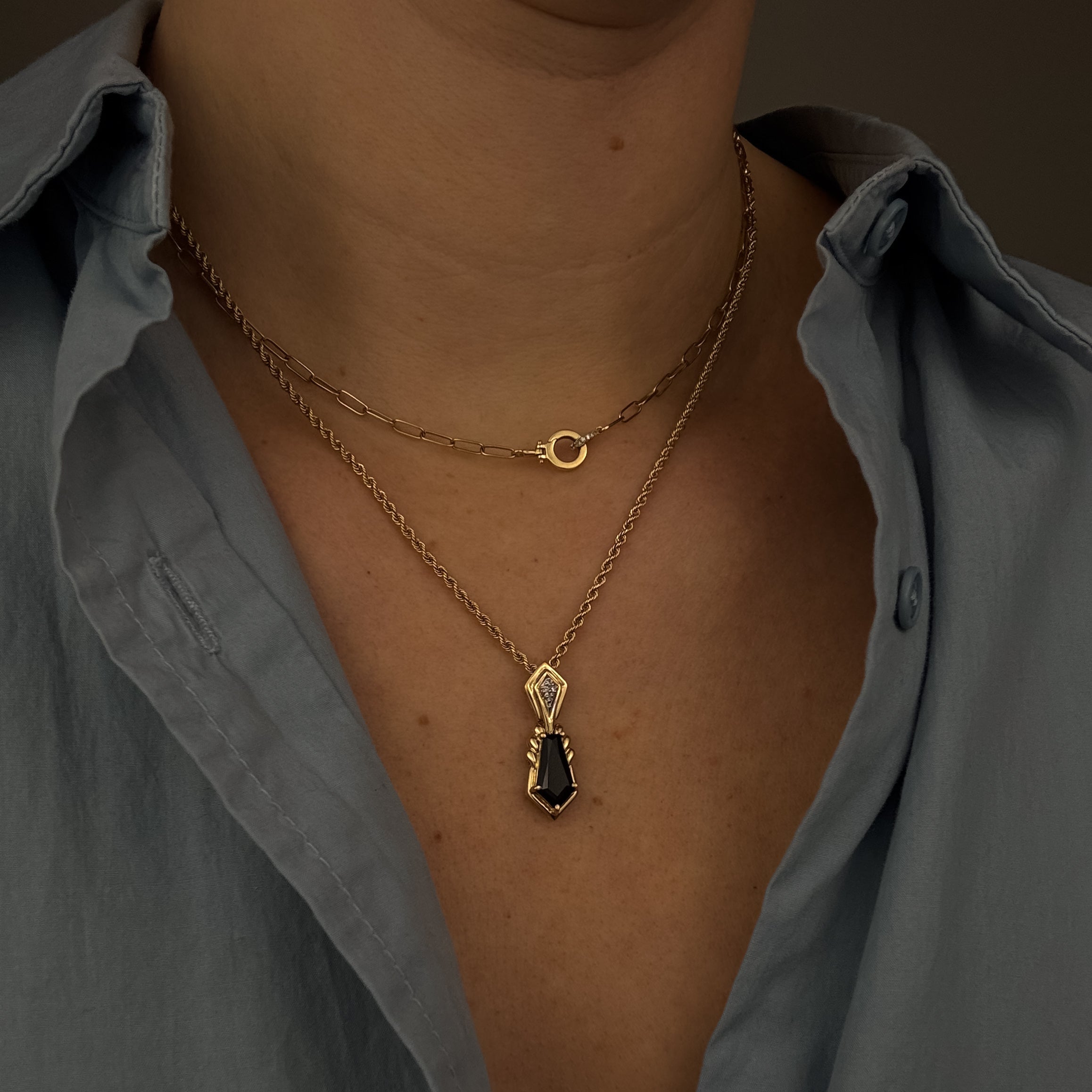 18" Onyx and Diamond Necklace