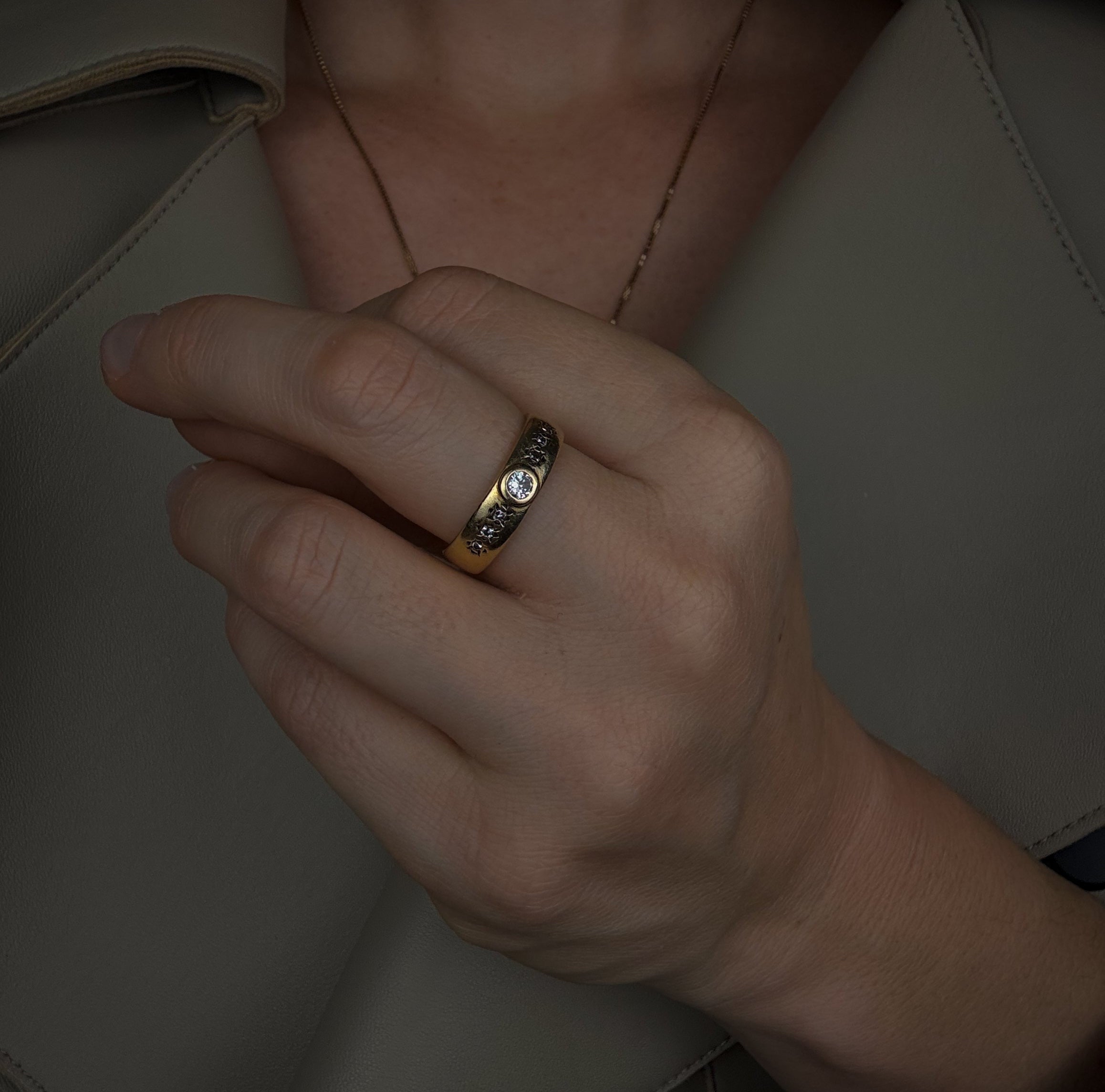 Bezel Set Old Mine Cut Diamond Band