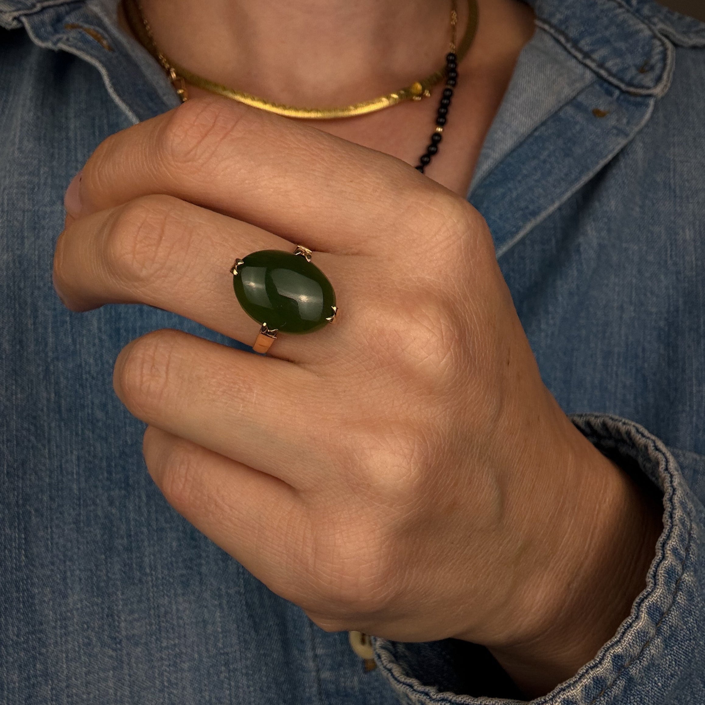 Split Claw Jade Ring