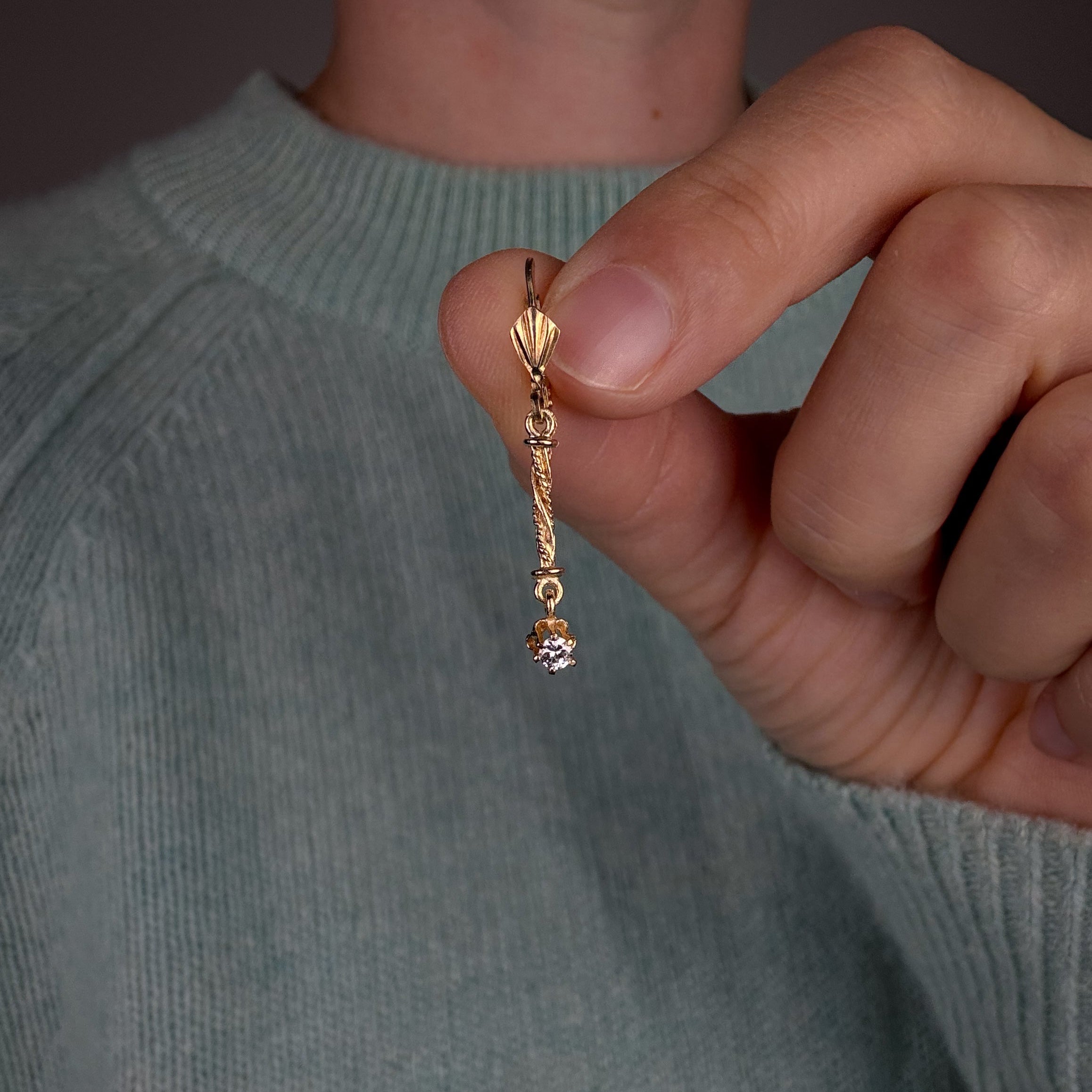 Antique Drop Bar Diamond Hoops