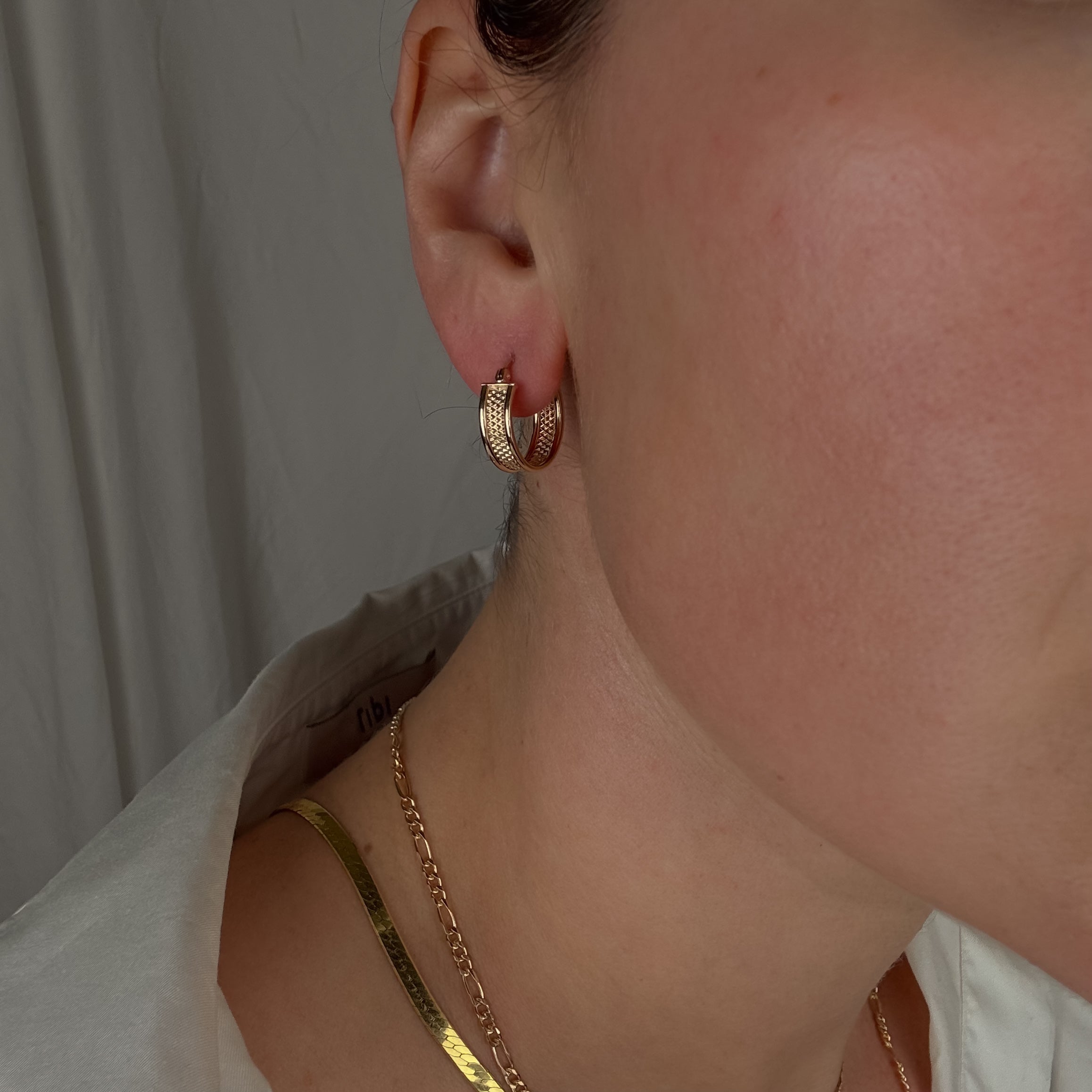 17.8 mm Microbeaded Gold Hoops