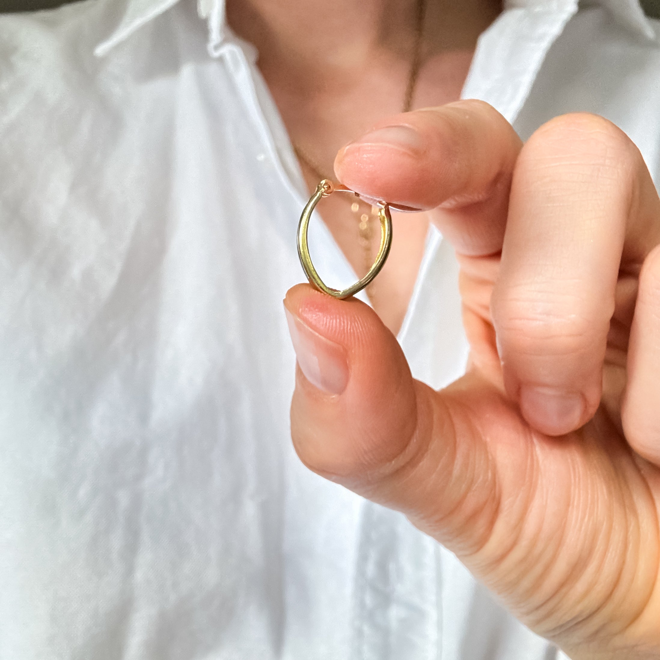 16.7 mm Ellipse Two-Tone Gold Hoop Earrings