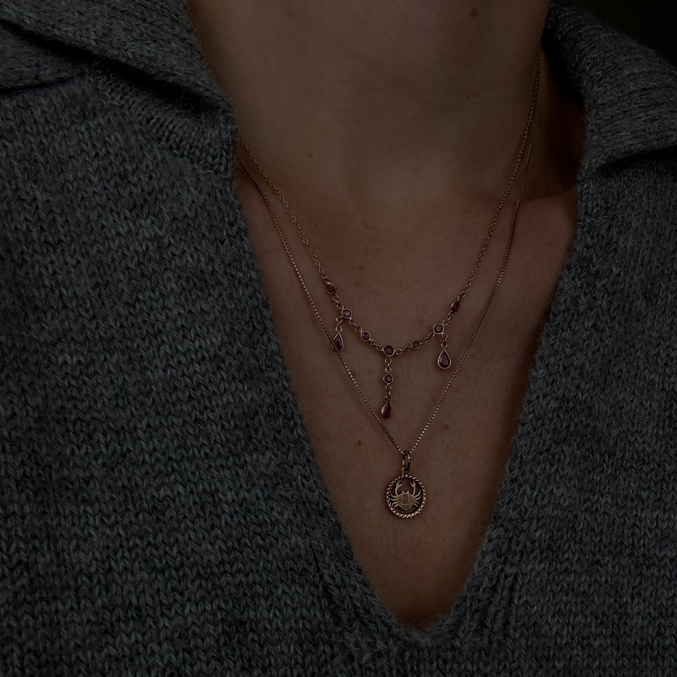 Circular Cancer Zodiac Charm
