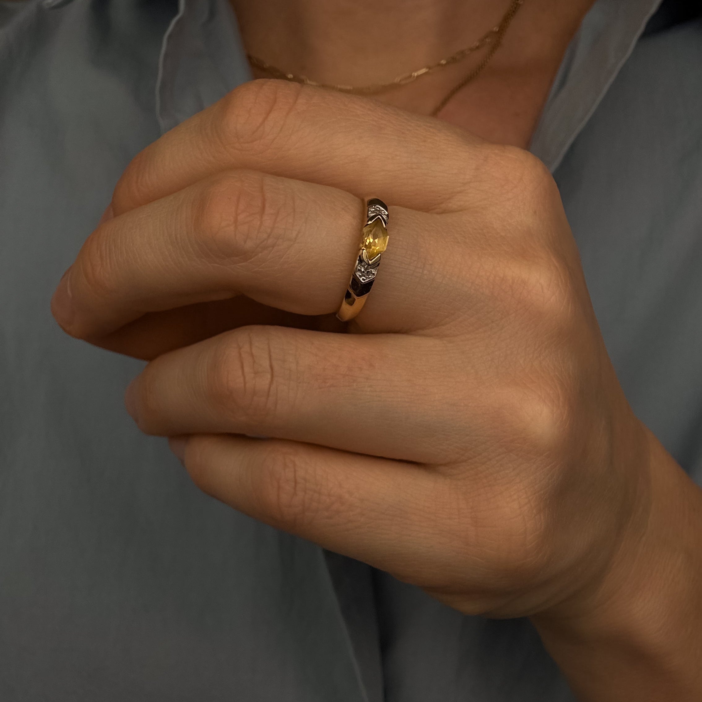Vintage Topaz and Diamond Chevron Band