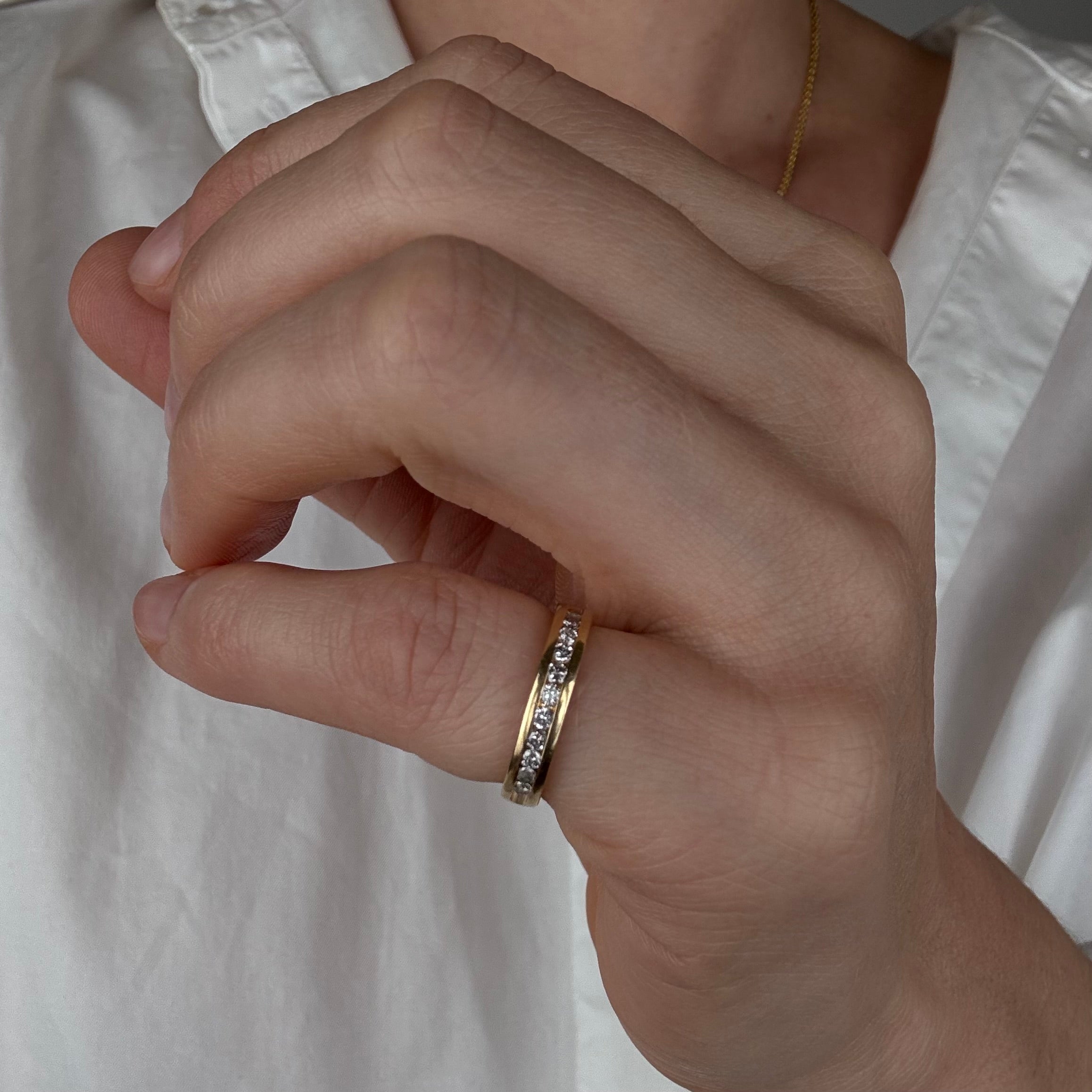 Channel Set Diamond Pinky Ring