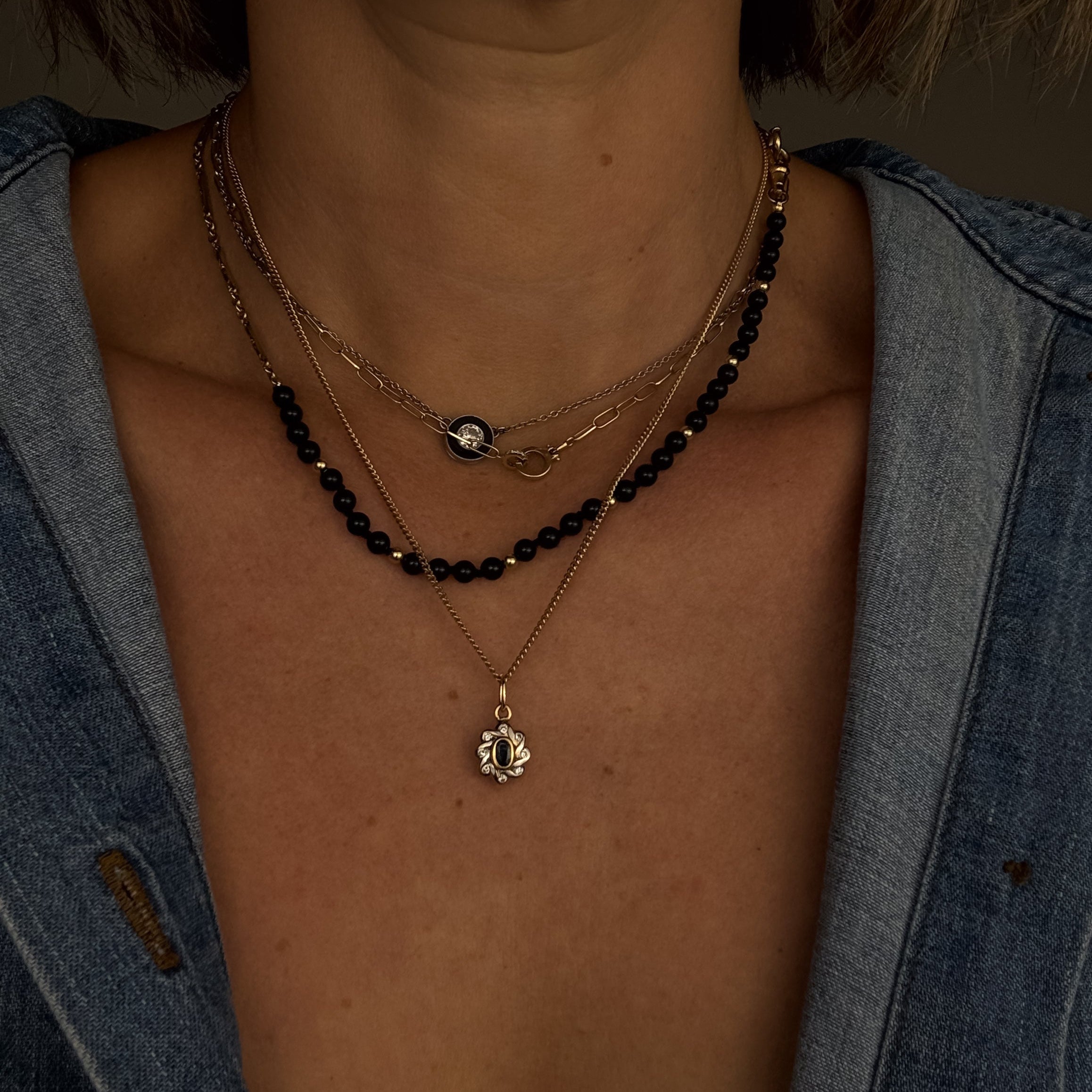 Diamond and Sapphire Flower Pendant
