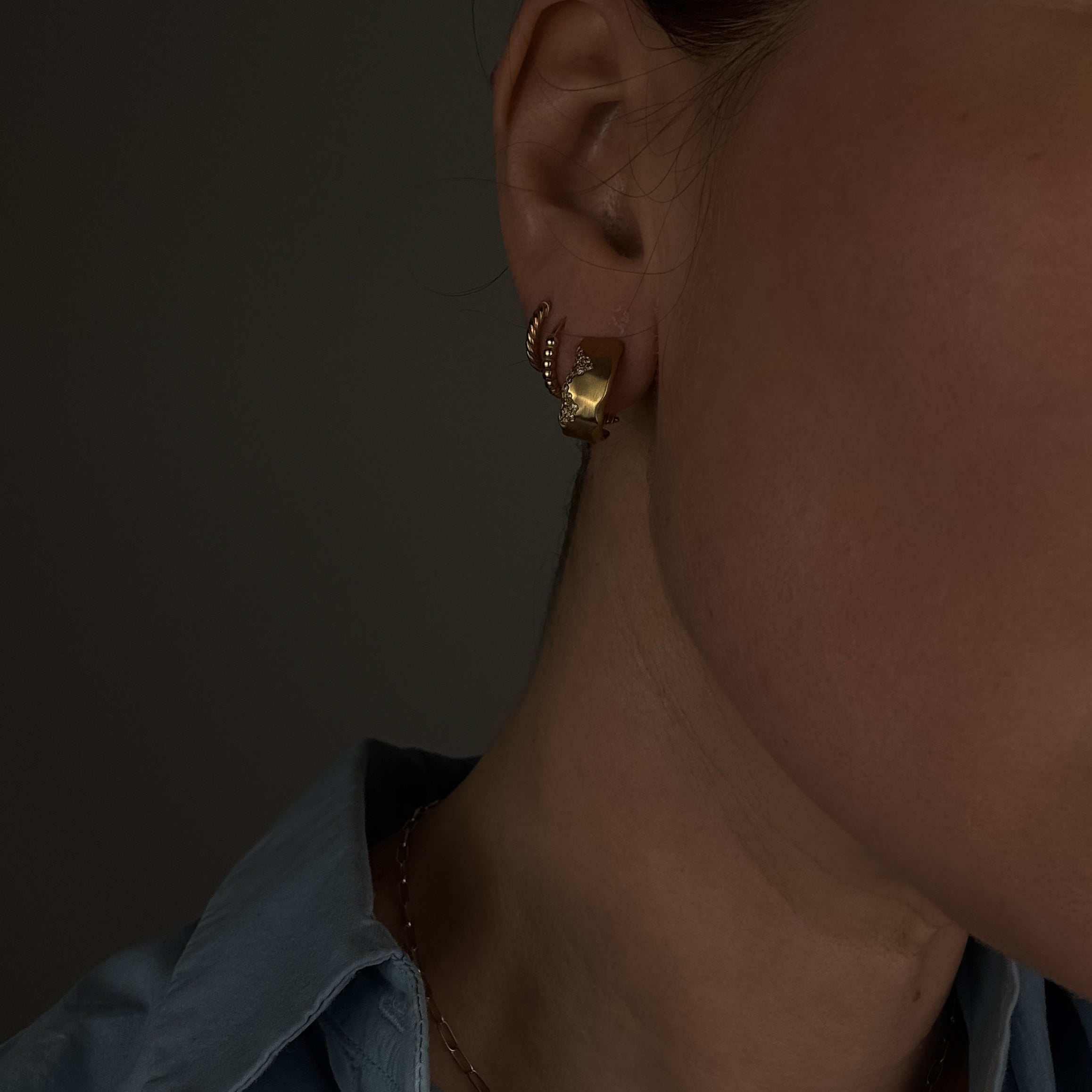 Organic Pavé Diamond Hoops