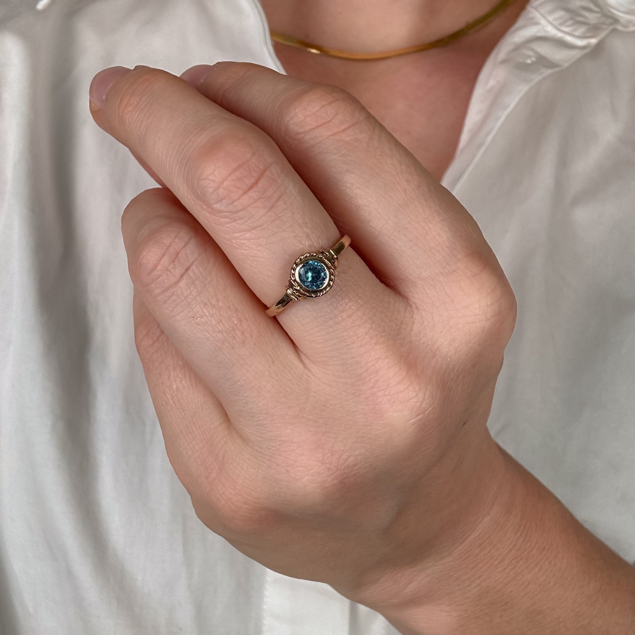 Bezel Set Blue Topaz Ring