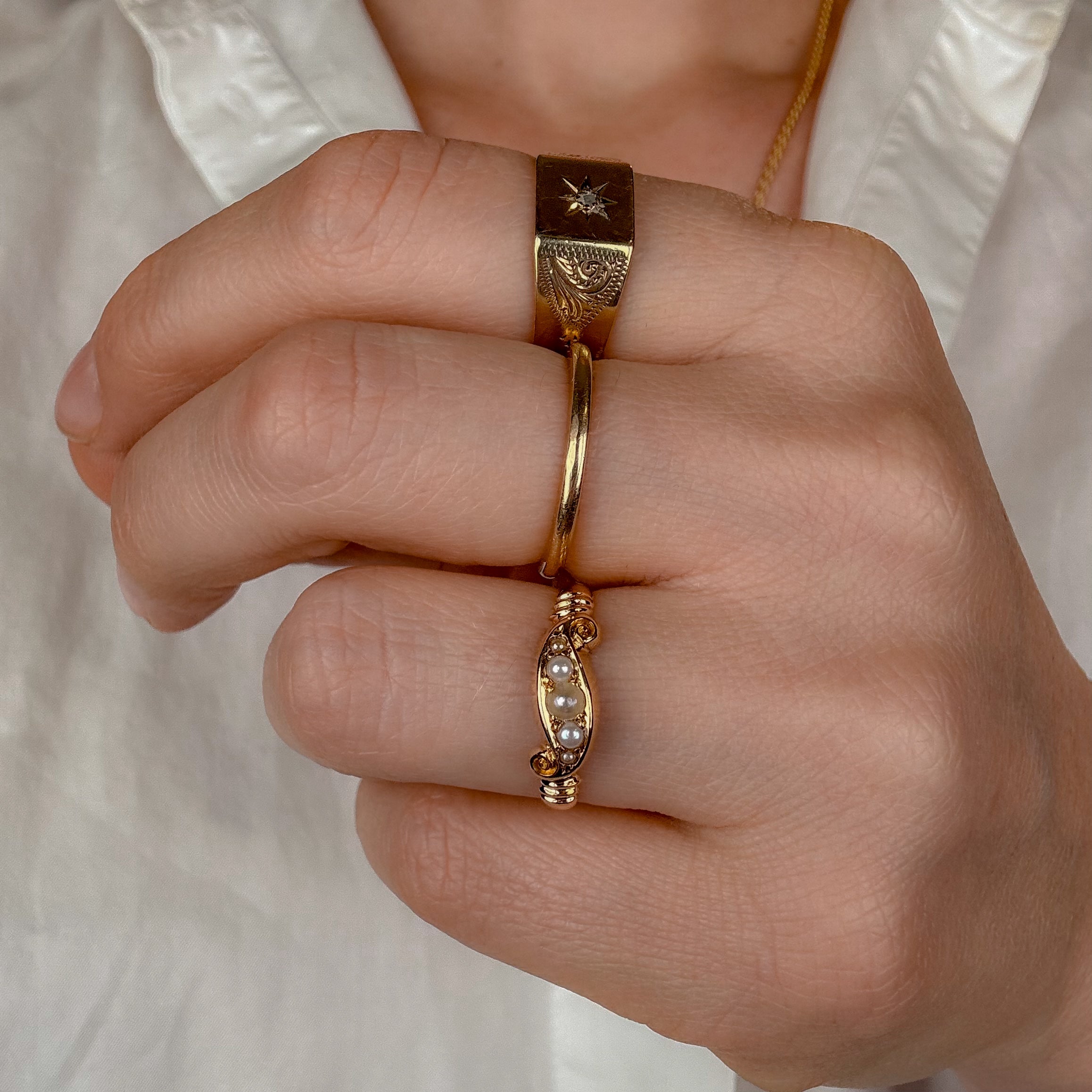 Antique Hallmarked Pearl Ring