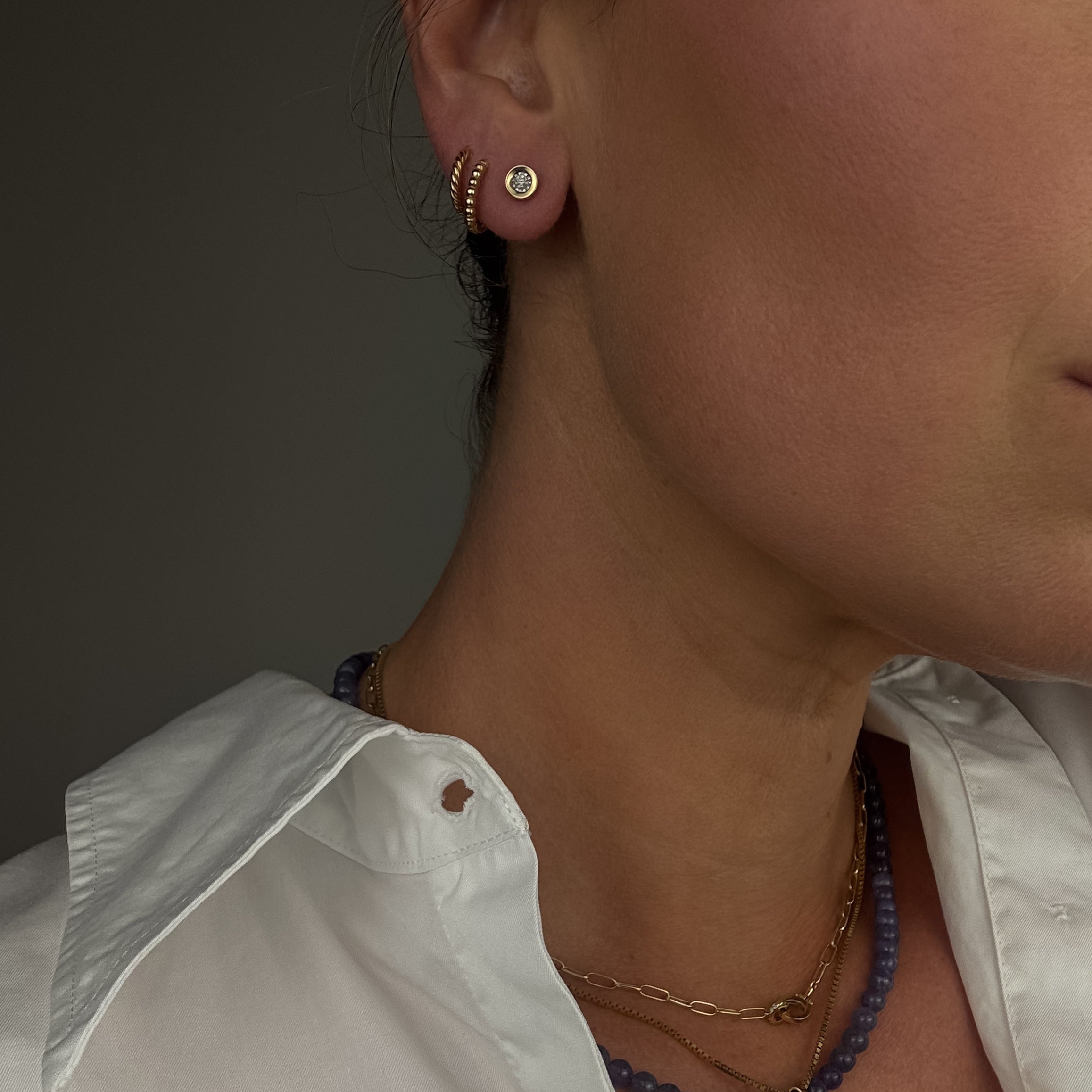 Bezel Set Diamond Screw back Studs