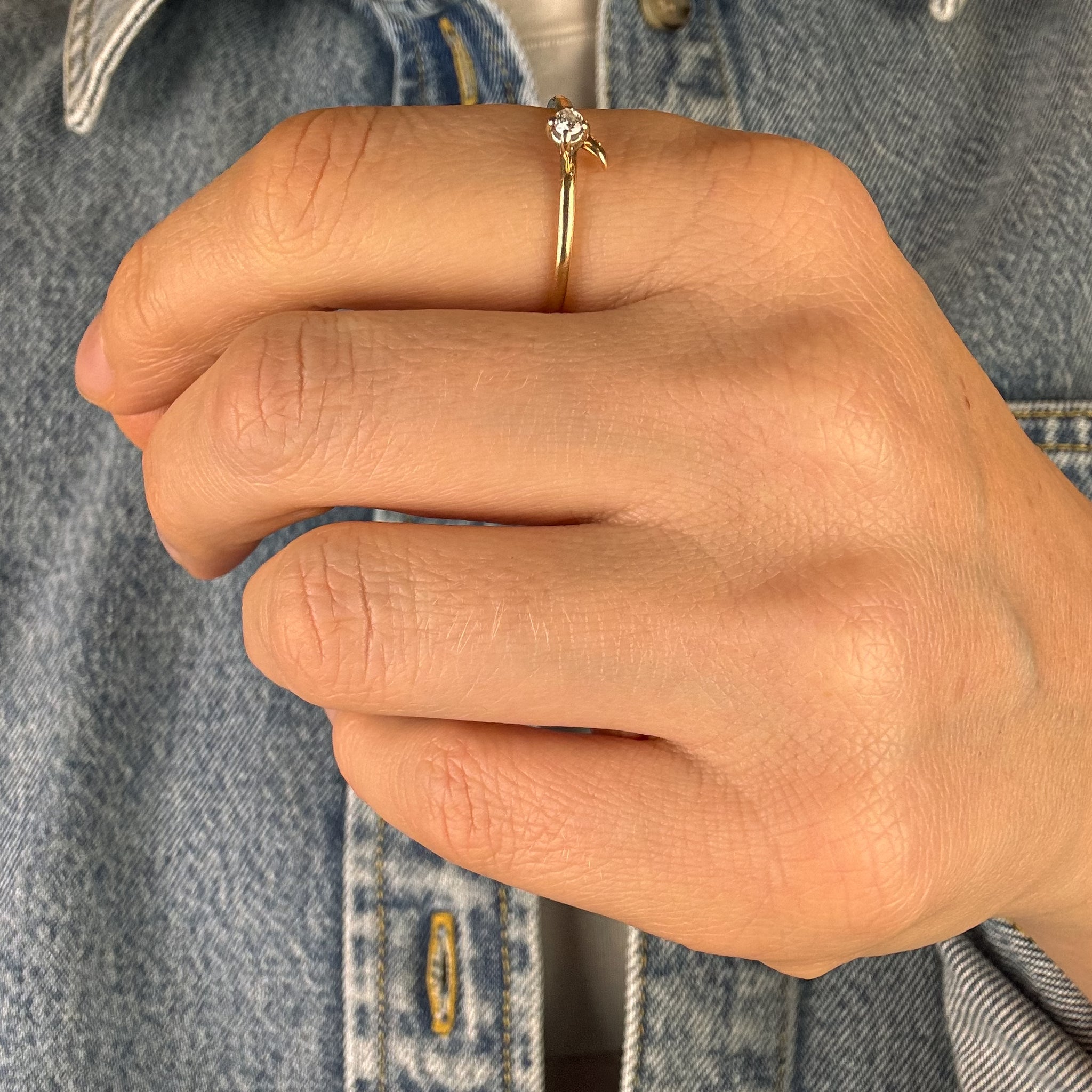 Dainty Branch Solitaire Diamond Ring