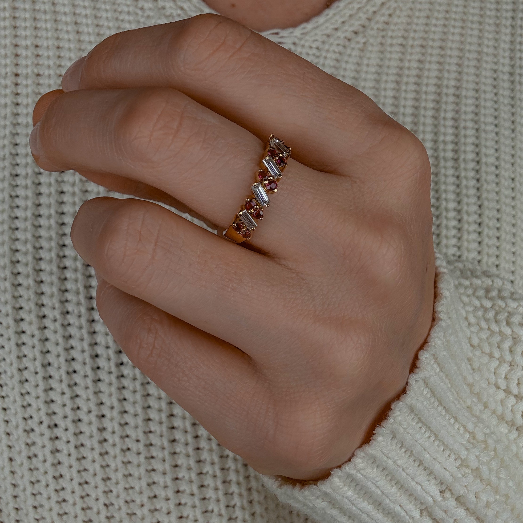 Ruby and Baguette Diamond Band