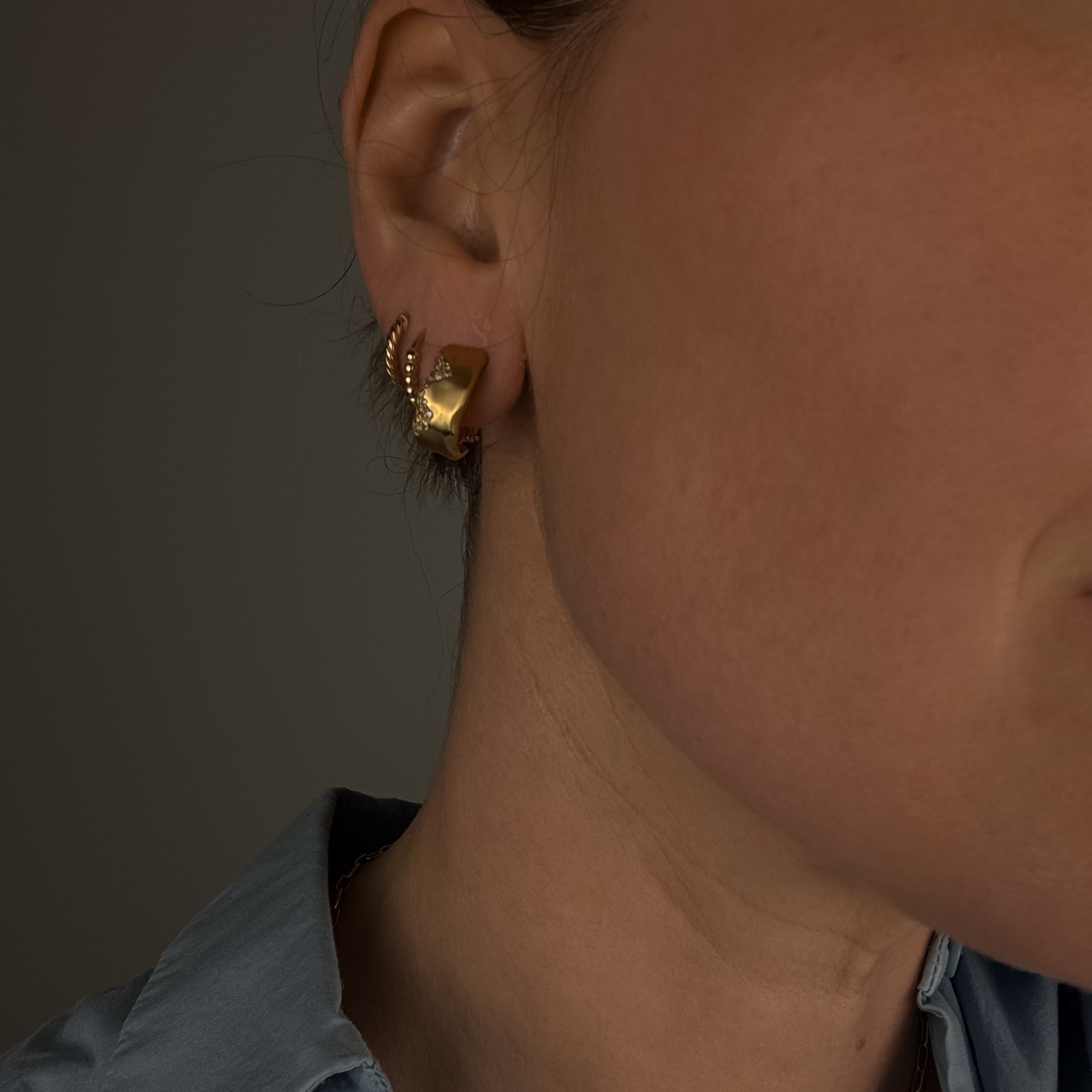 Organic Pavé Diamond Hoops