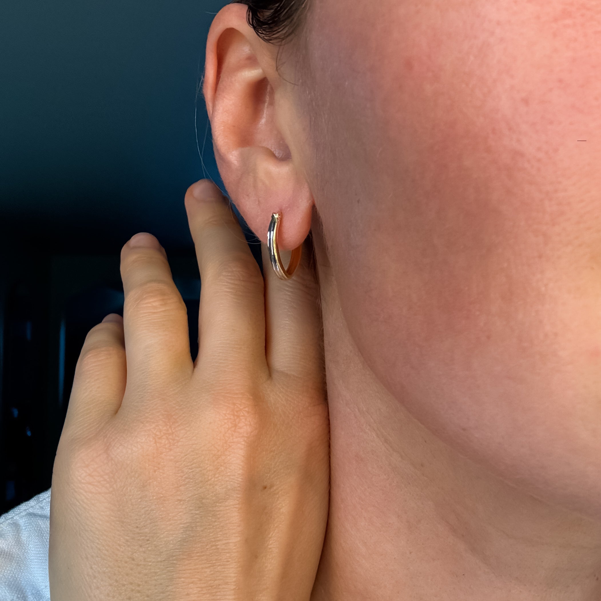 16.7 mm Ellipse Two-Tone Gold Hoop Earrings