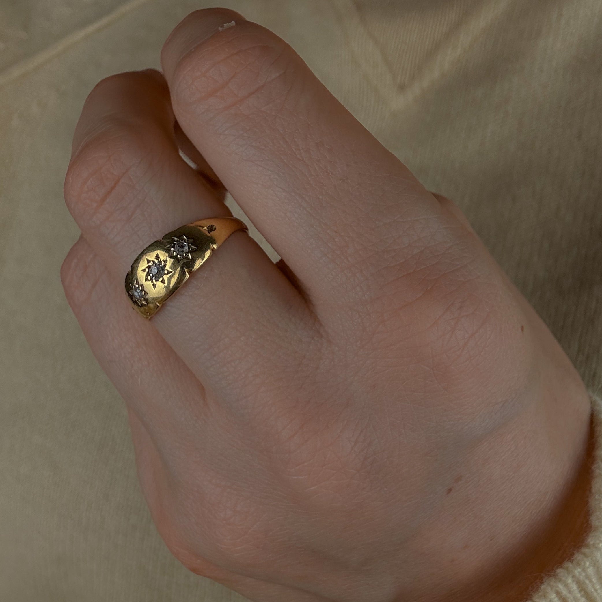 Antique Starburst Diamond Trilogy Ring