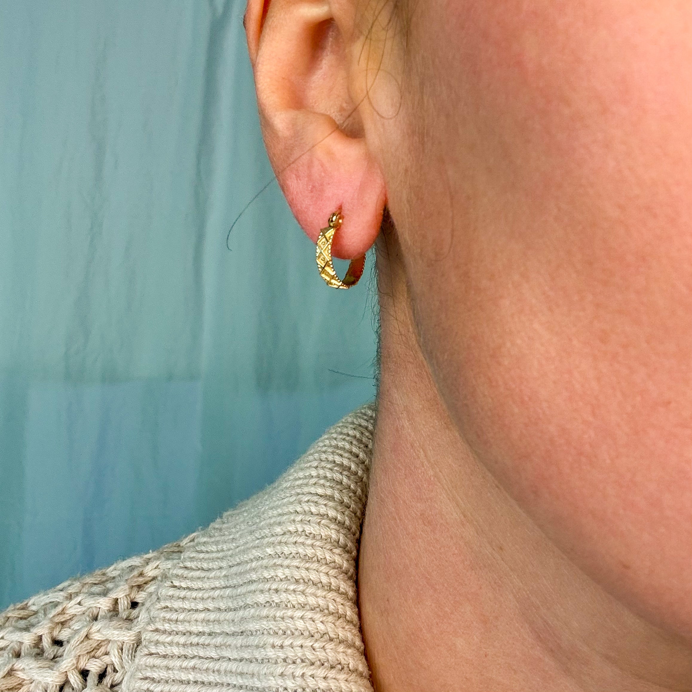 15 mm Quilted Gold Hoops