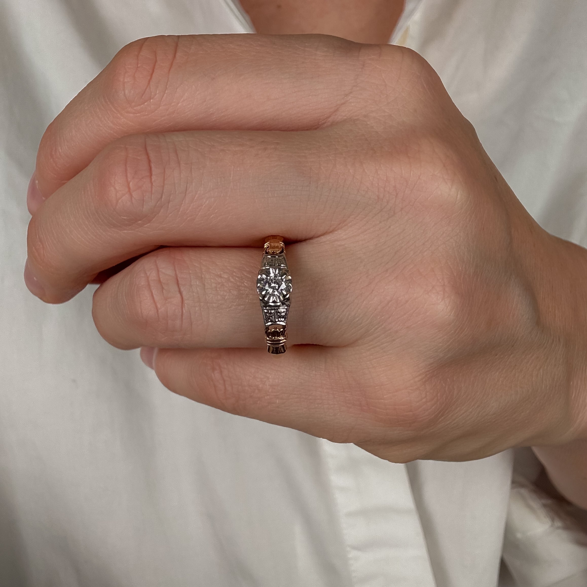 Antique Two-Tone Diamond Engagement Ring