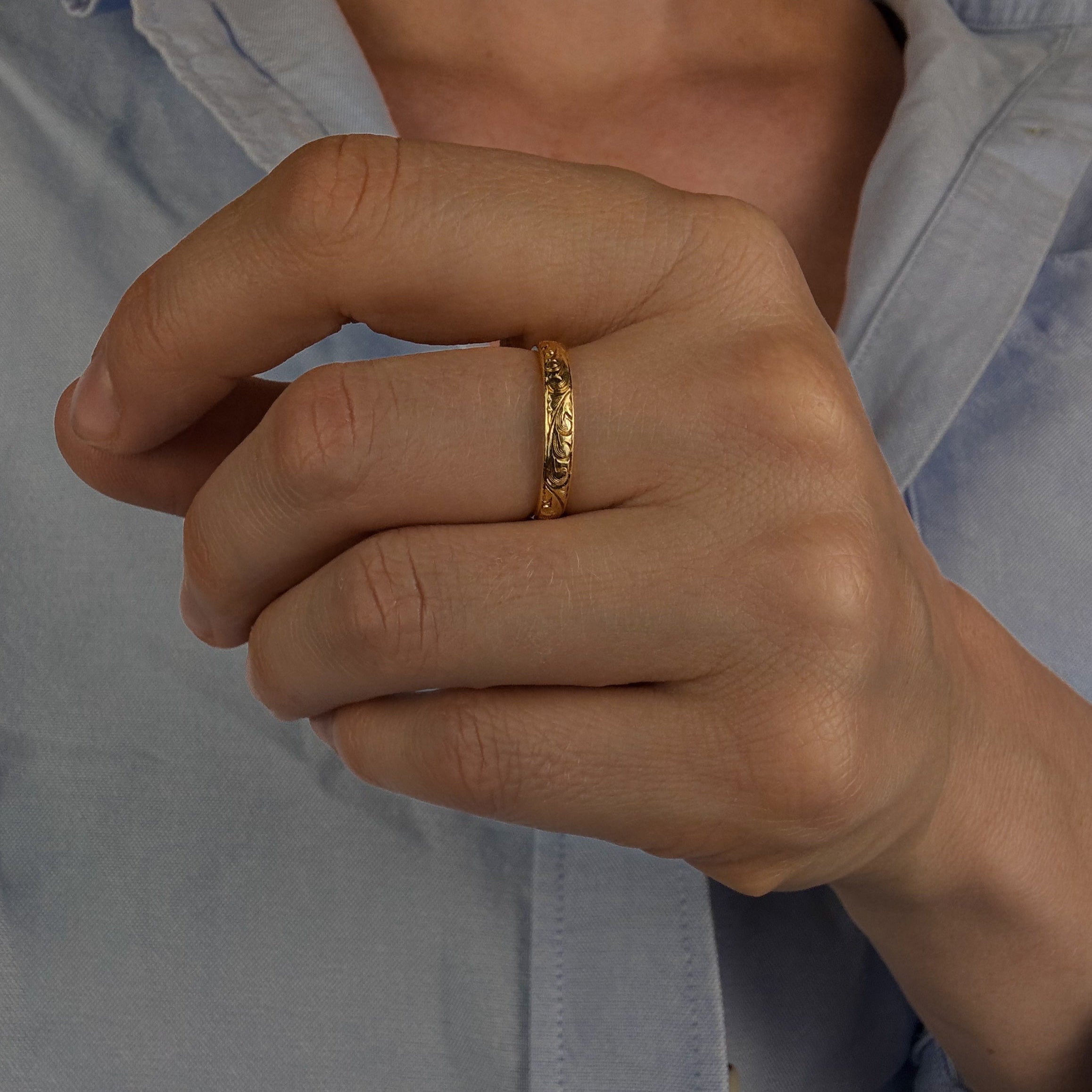 3.1mm Wave Etched Band