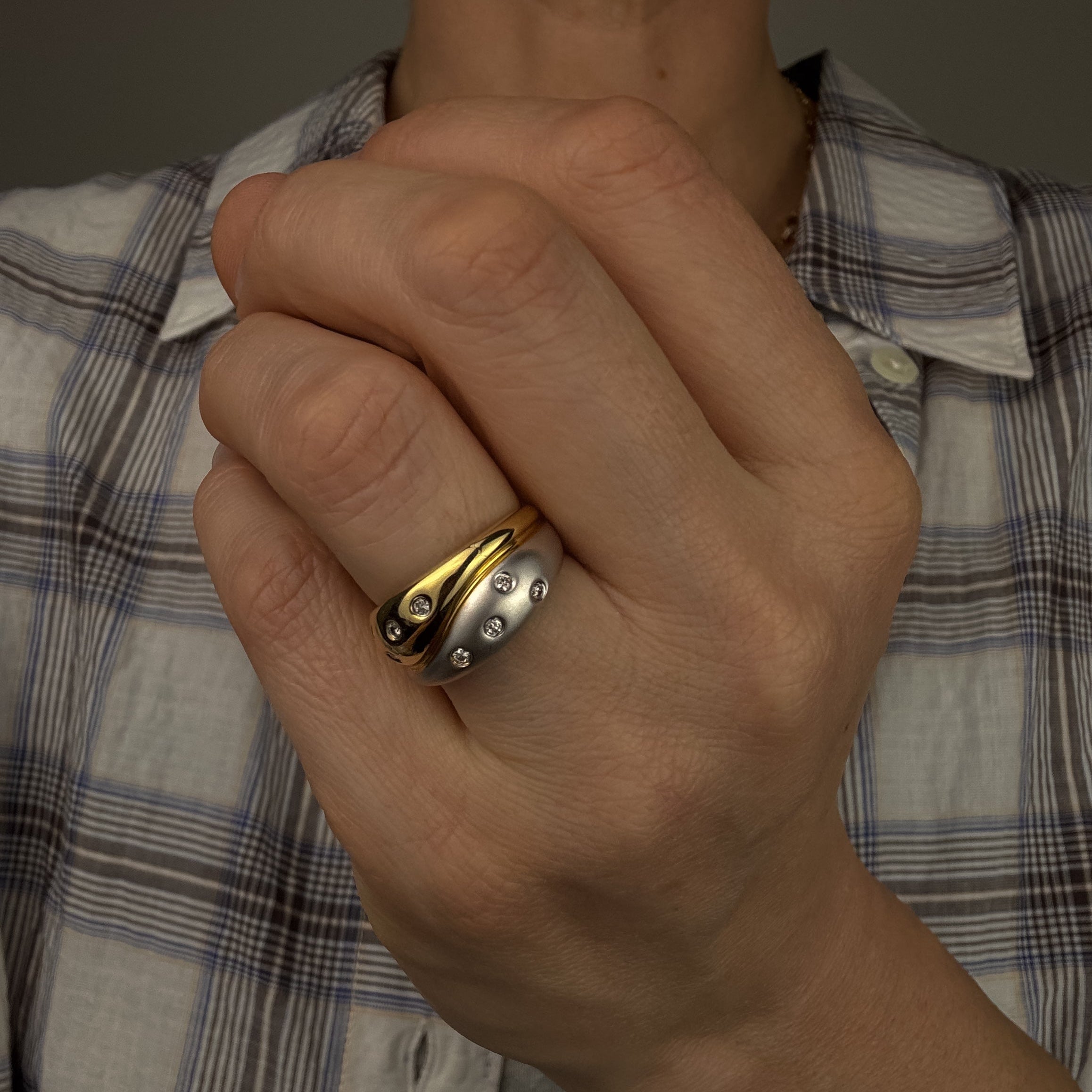 Two-Tone Diamond Bypass Ring
