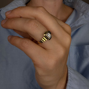 Brushed Staircase Bezel Ring