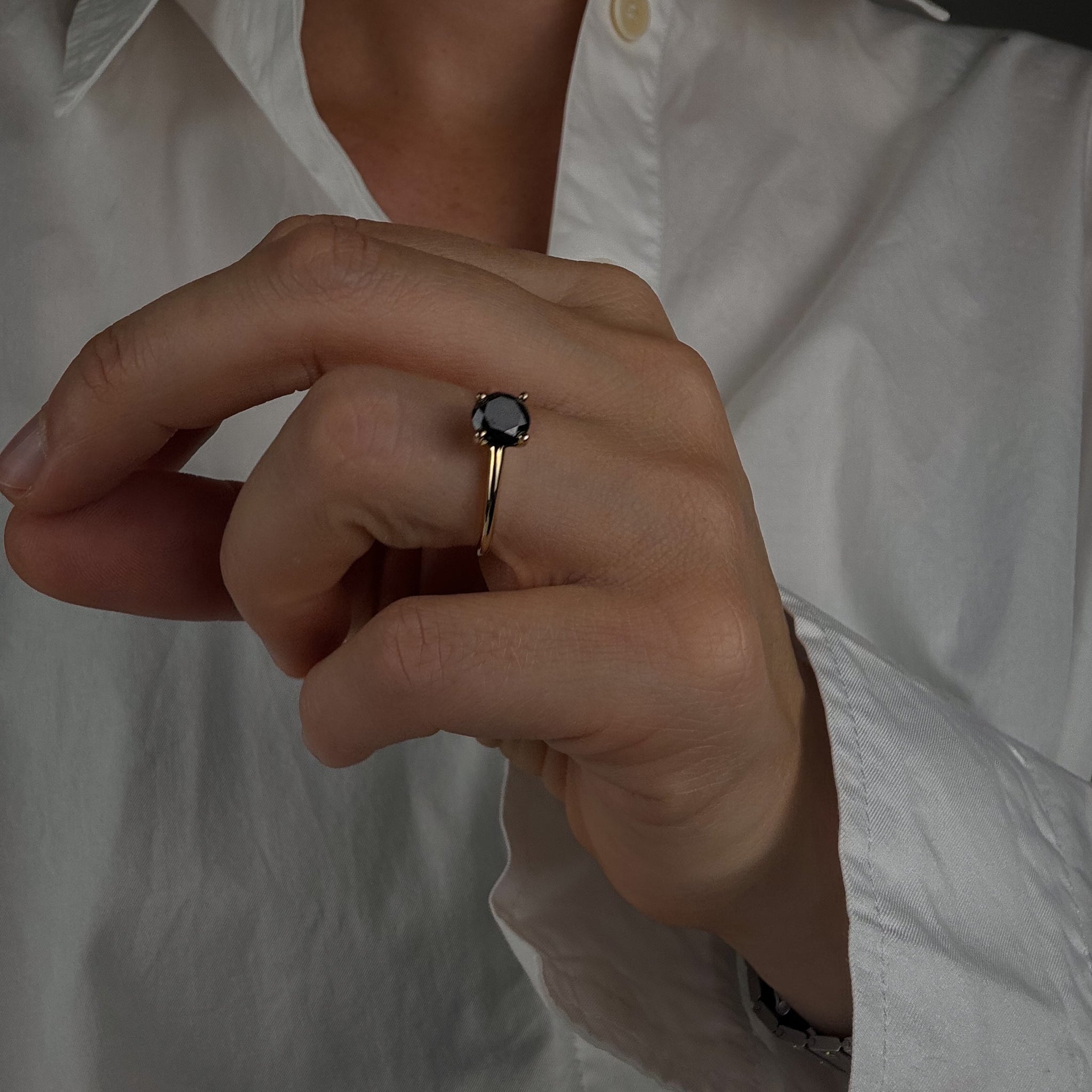 Black Diamond Solitaire Ring