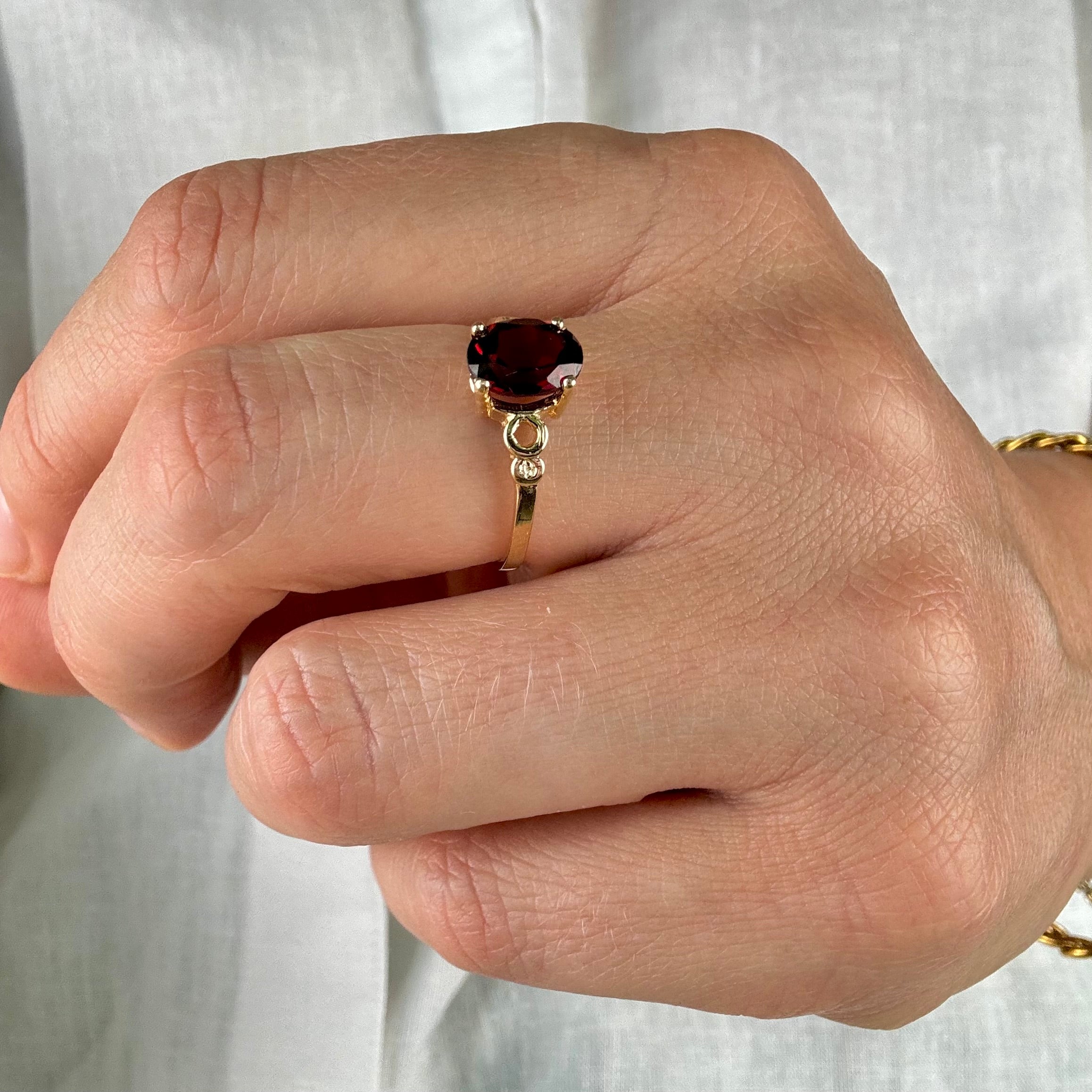 Solitaire Garnet Ring