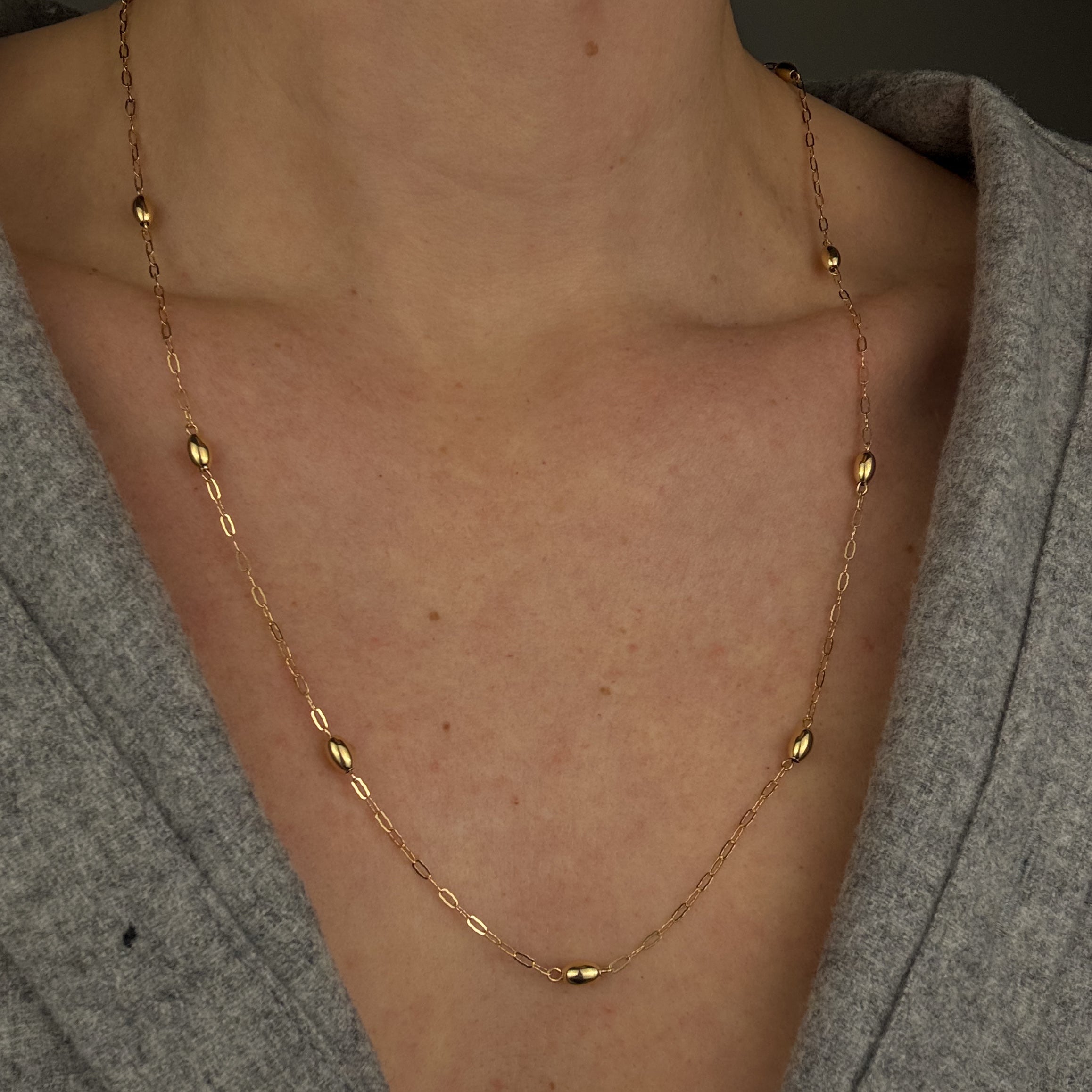 Cable Link Necklace with Ball Details
