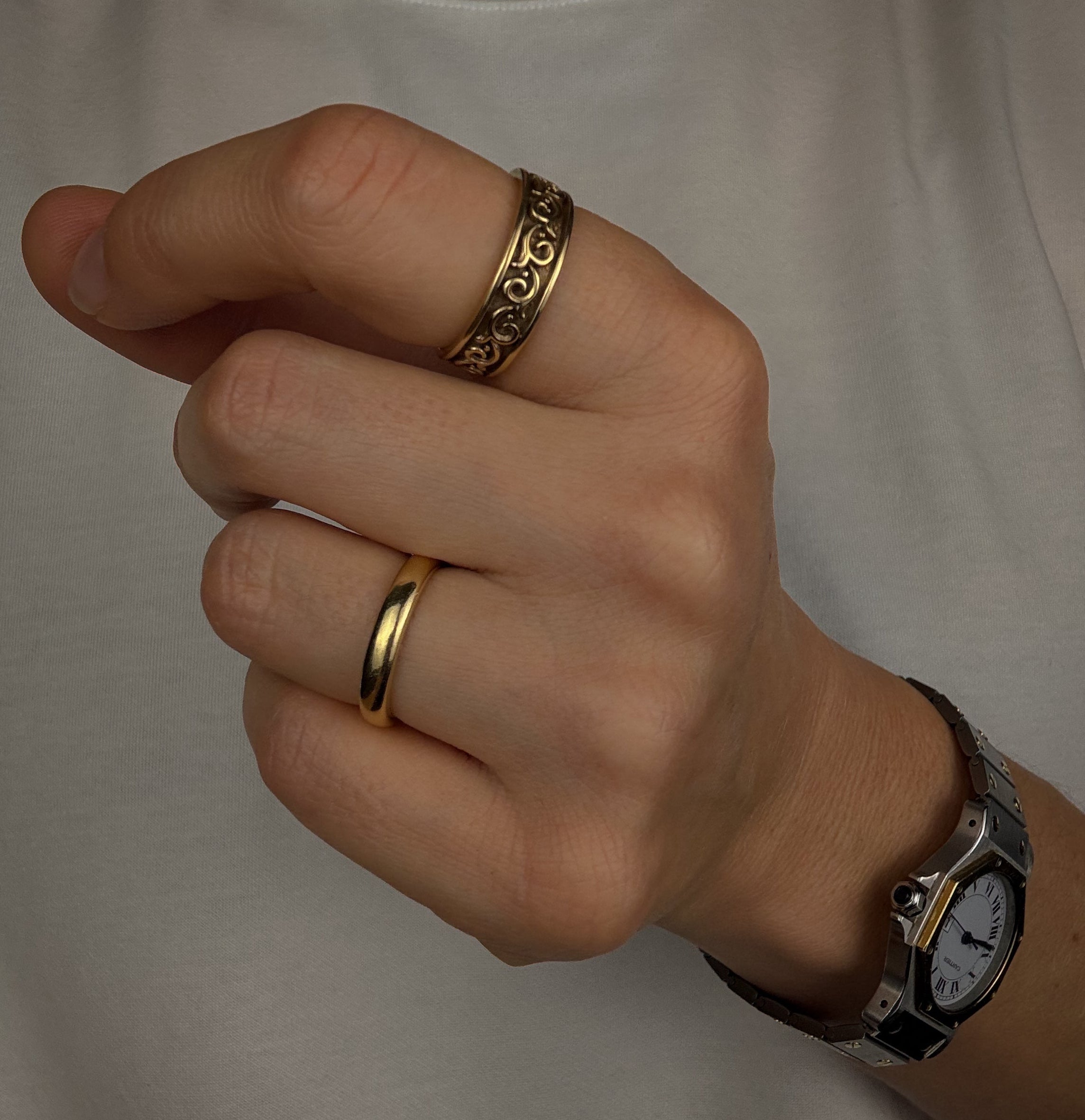 Wave Carved Gold Band