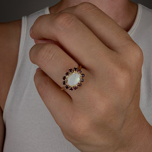 Garnet Halo Ring